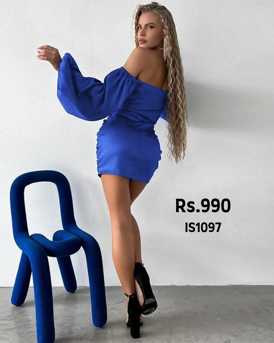Puff Sleeve Silk Dress