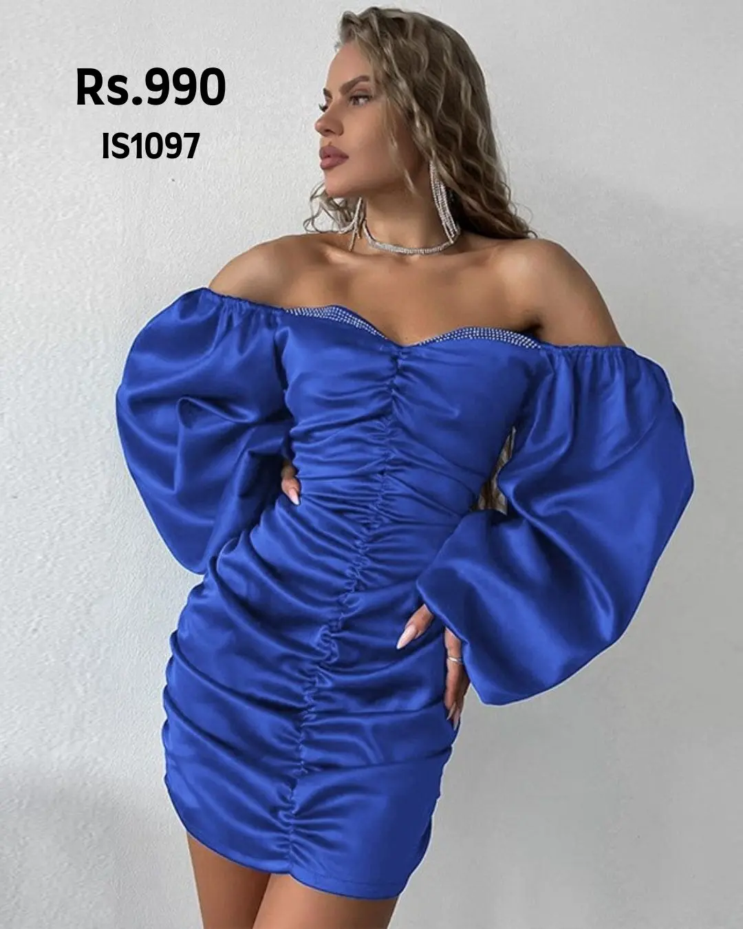 Puff Sleeve Silk Dress