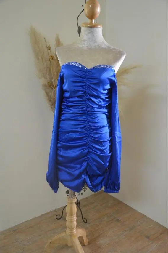 Puff Sleeve Silk Dress