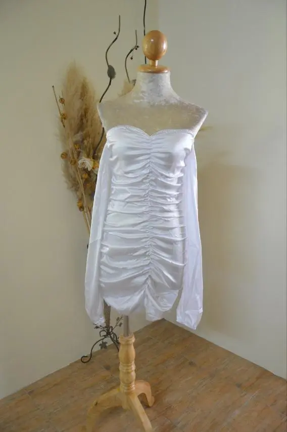 Puff Sleeve Silk Dress