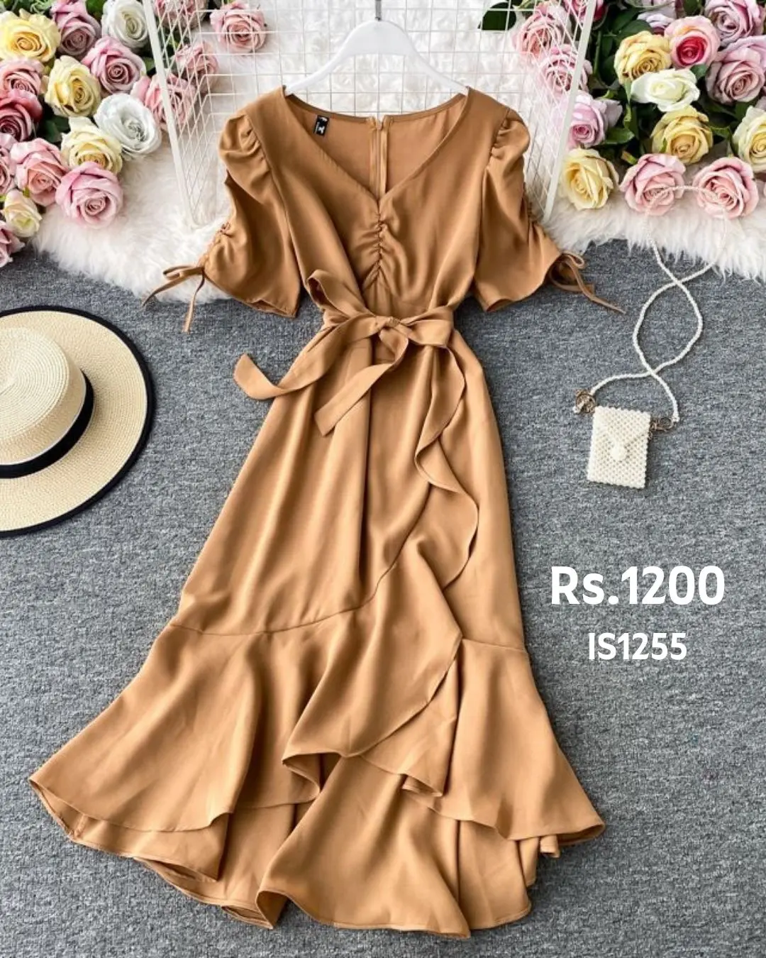 Ruffles Short Sleeve Elegant Dress