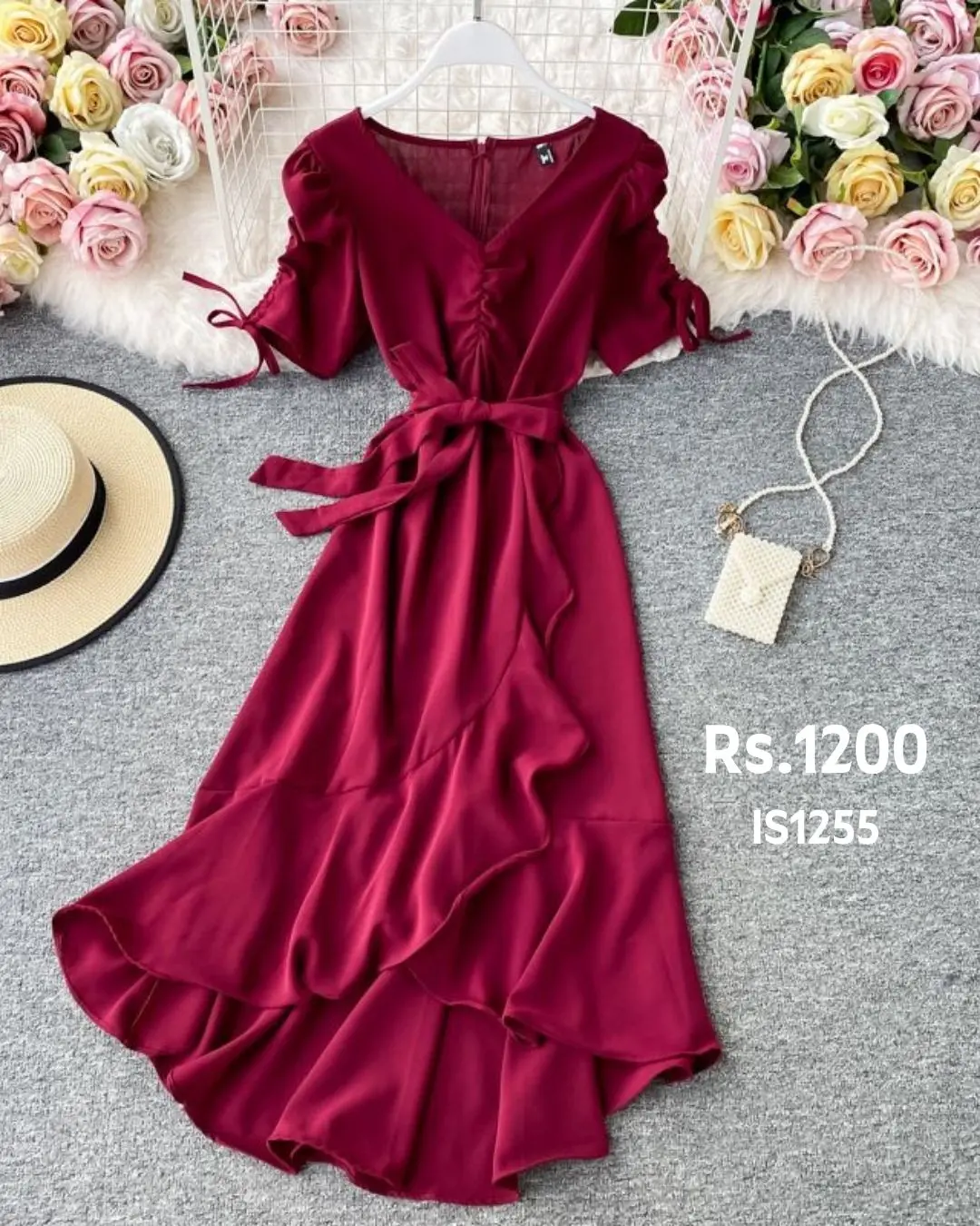 Ruffles Short Sleeve Elegant Dress