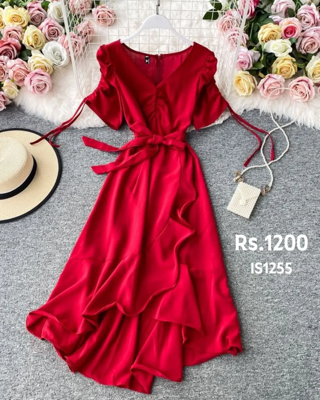 Ruffles Short Sleeve Elegant Dress