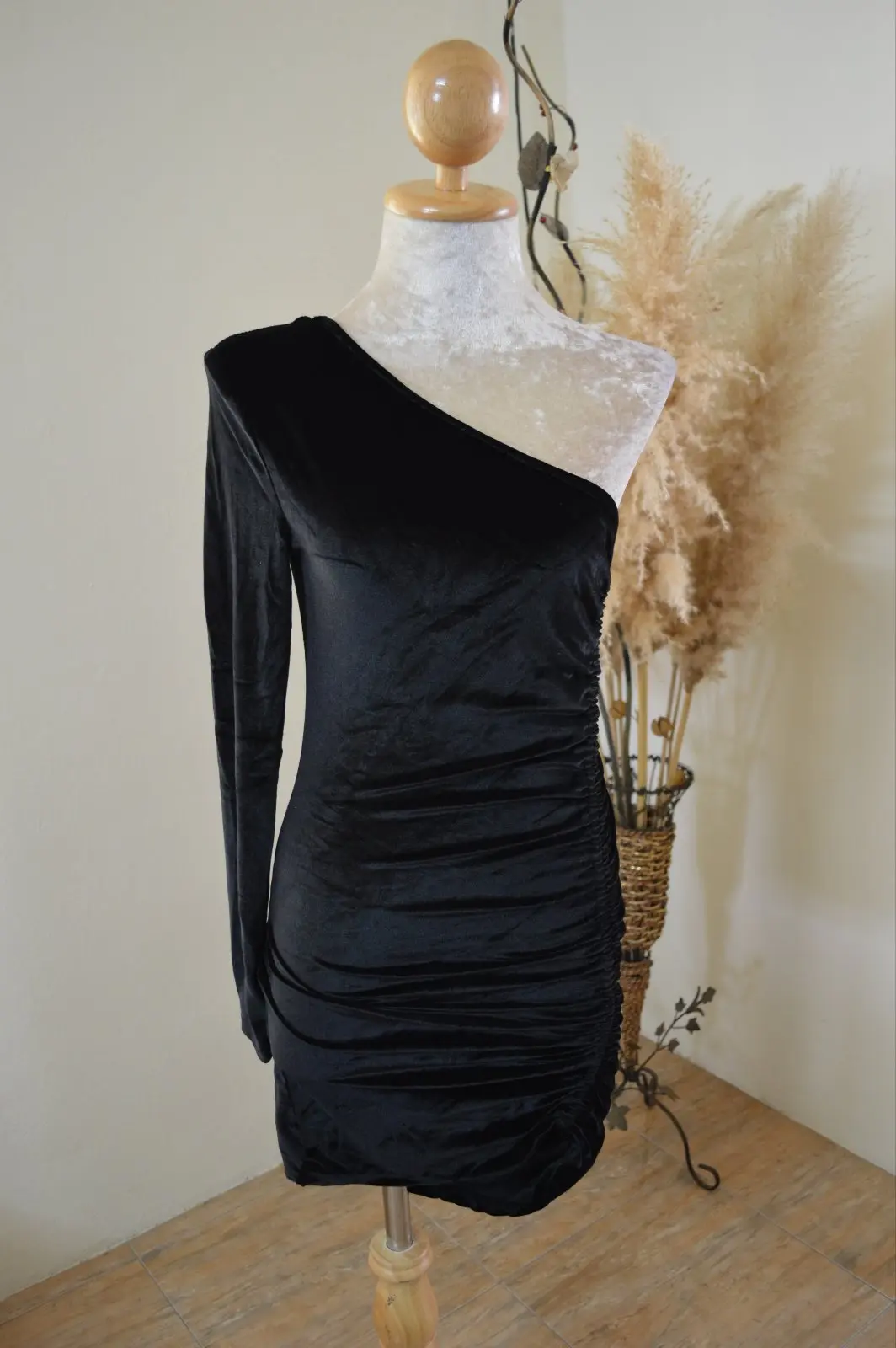 Velvet One Shoulder Dress