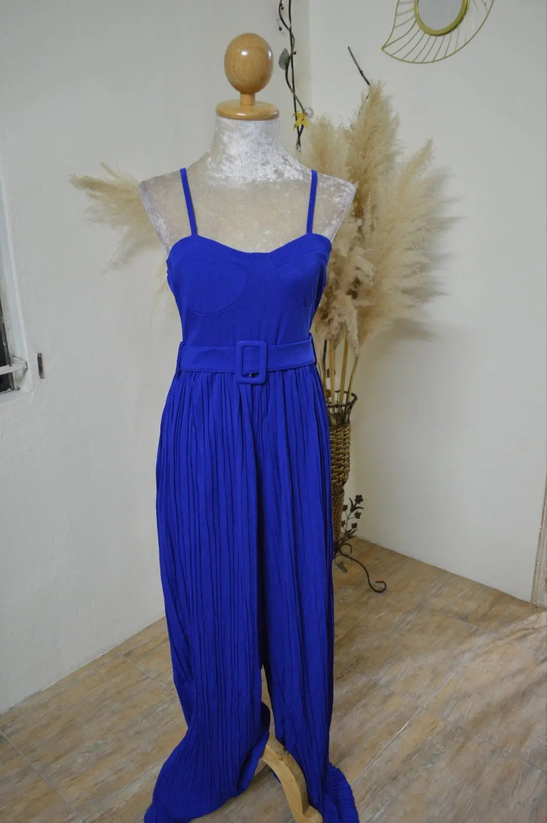 Pleated Sleeveless Jumpsuit