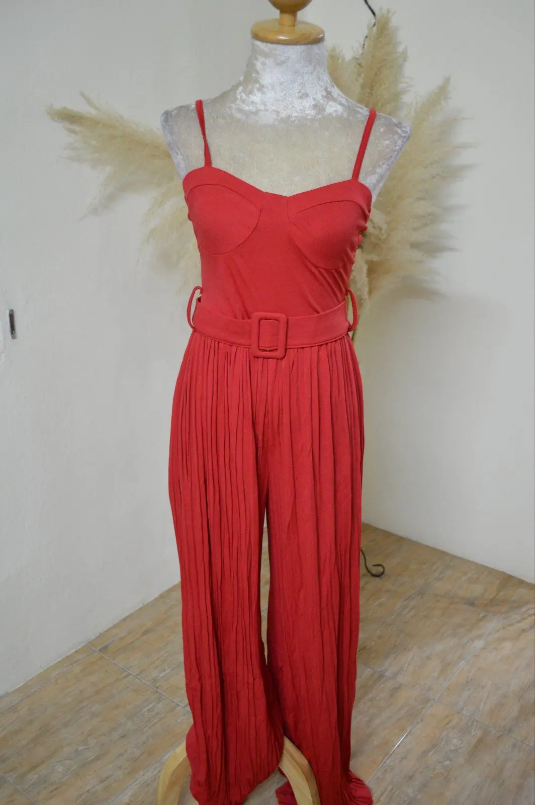 Pleated Sleeveless Jumpsuit
