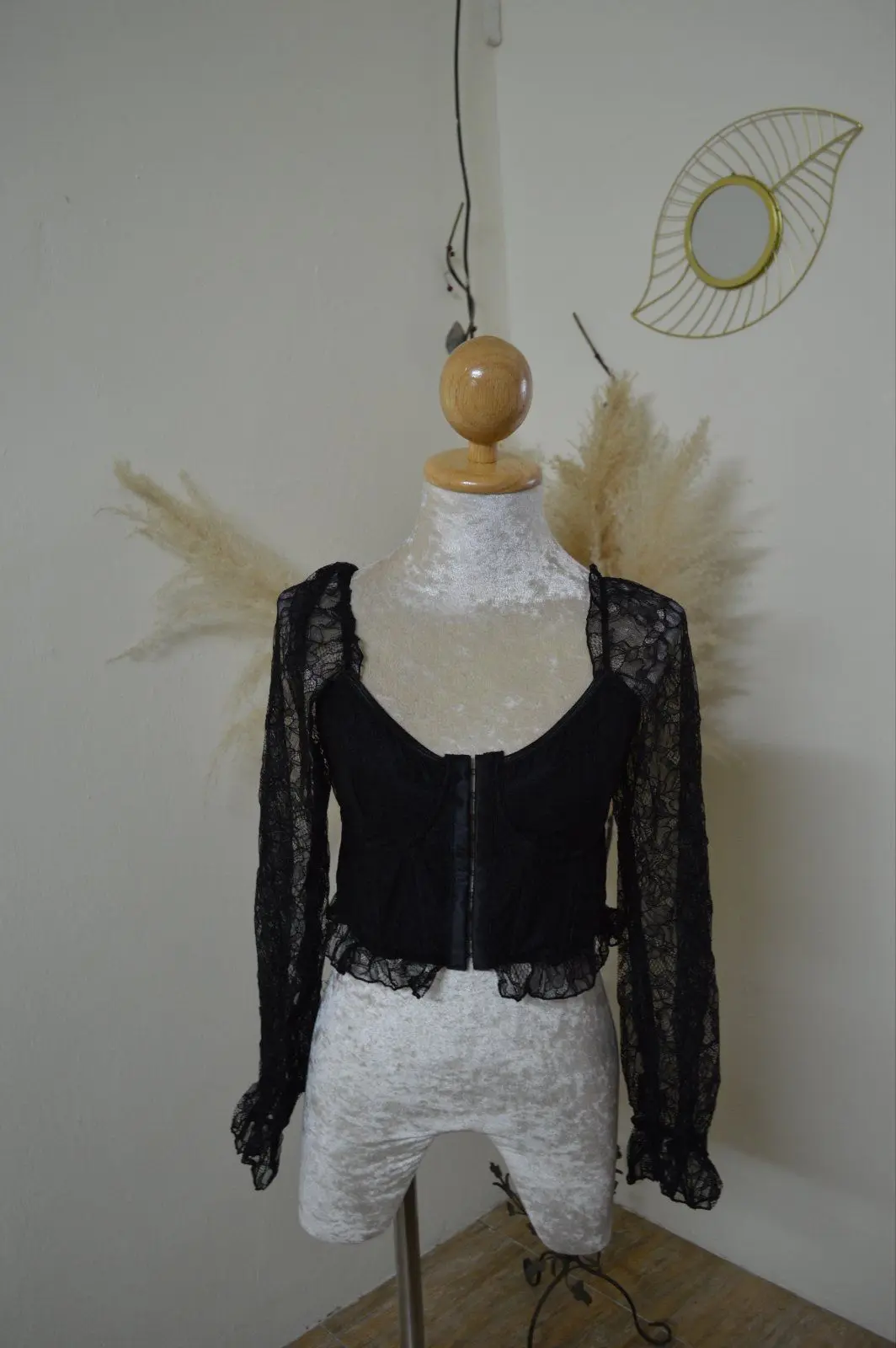 Lace Puff Long Sleeve Blouse
