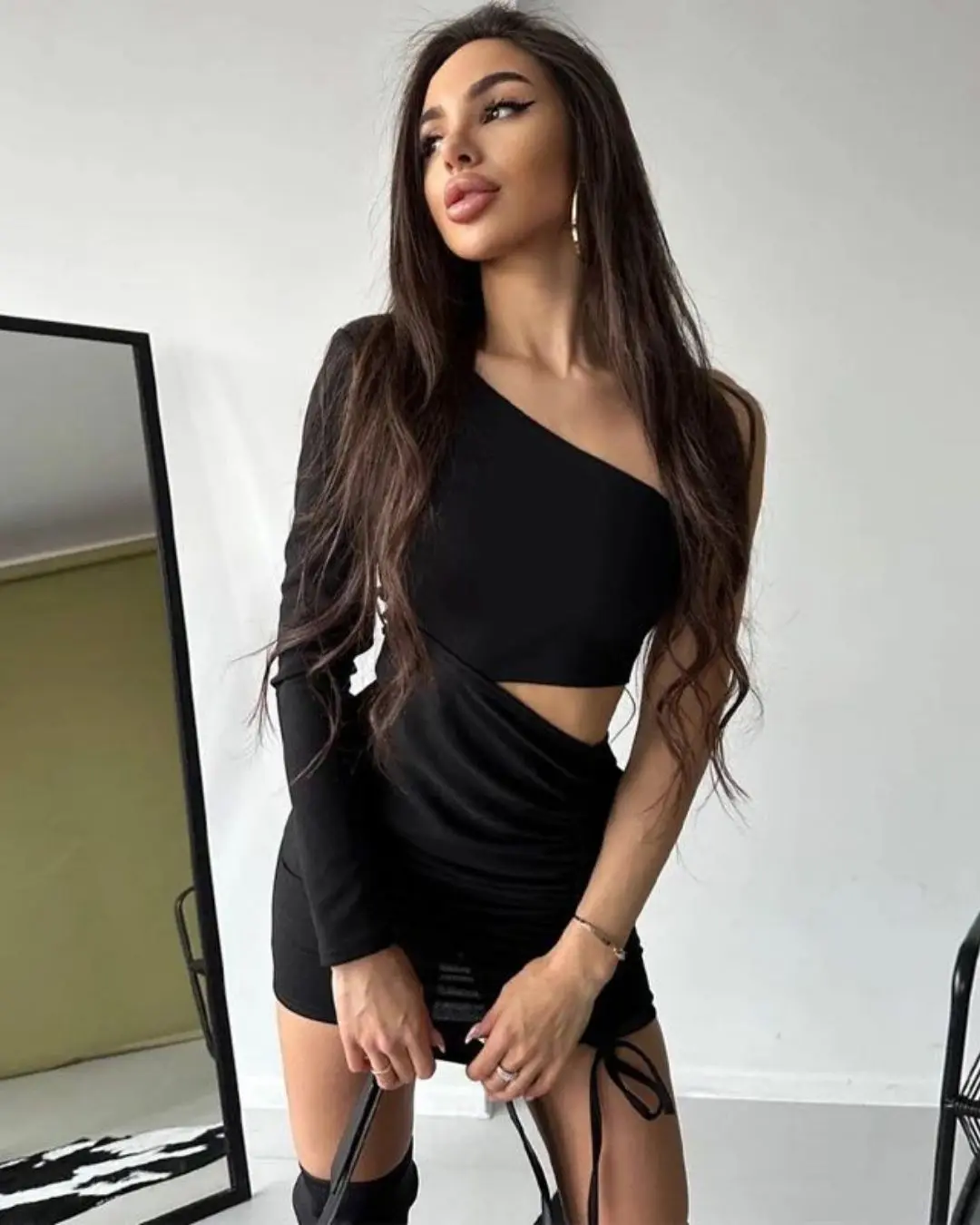 Drawstring Open Short Dress