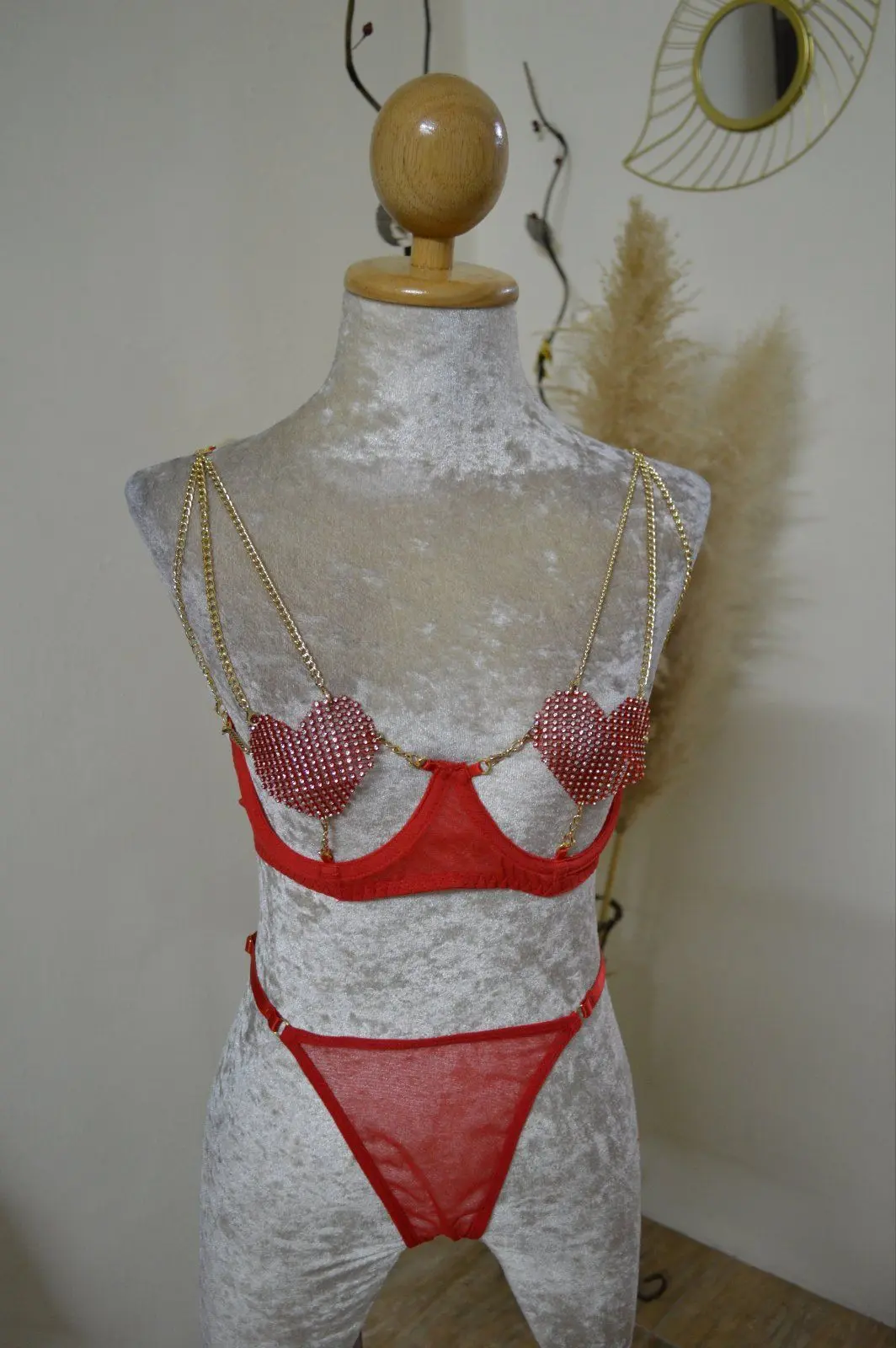 Heart Bra Diamond Lingerie Set