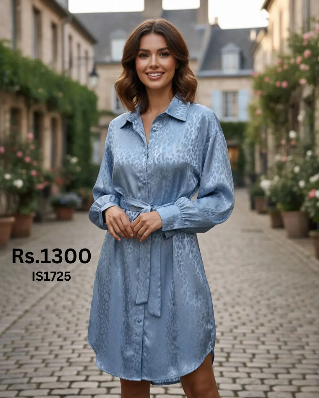 Satin Long Sleeve Dress