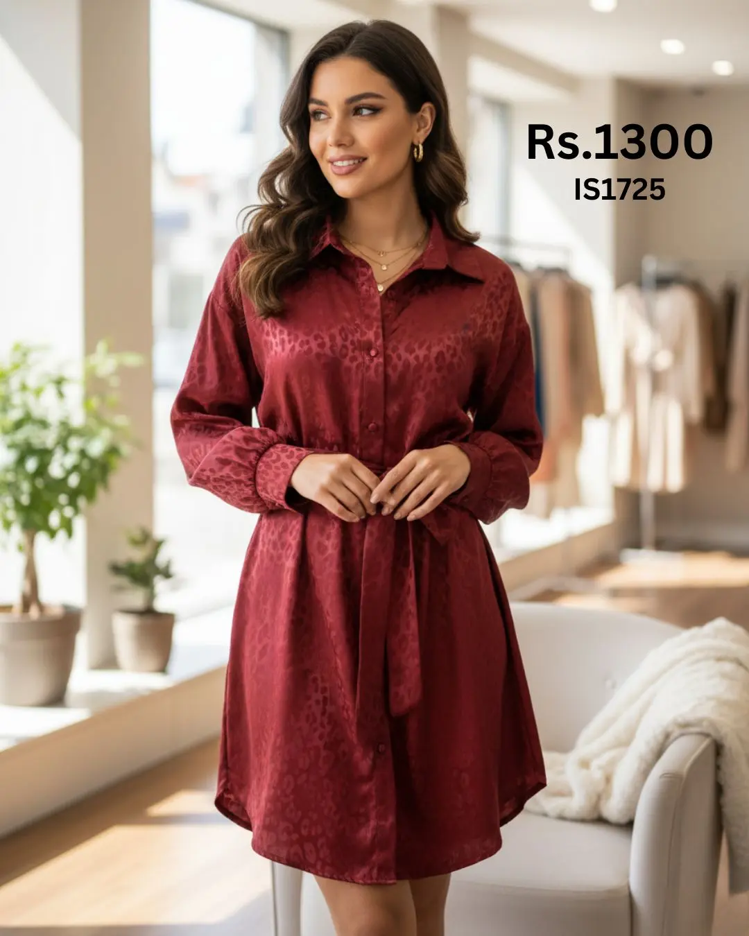 Satin Long Sleeve Dress