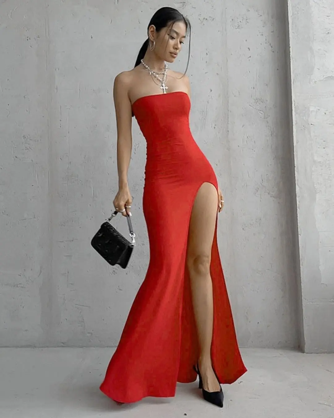 Sleeveless Slit Tube Dress