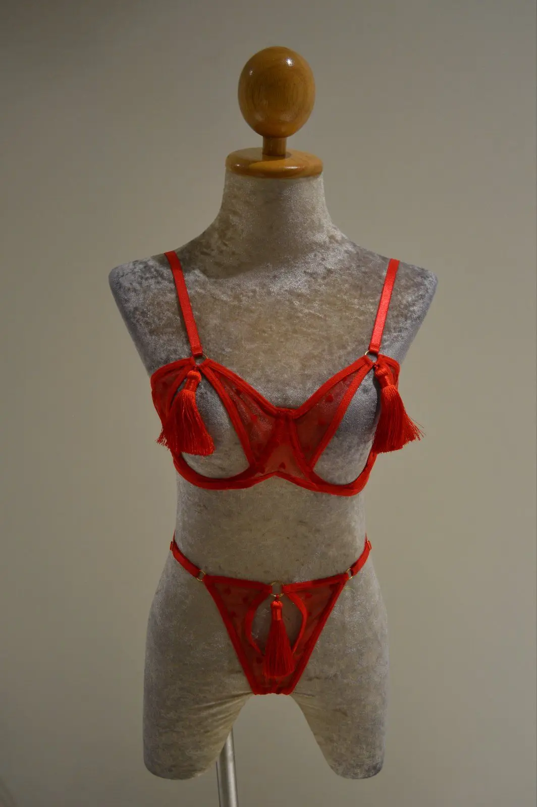 Leather Mesh Lingerie Set