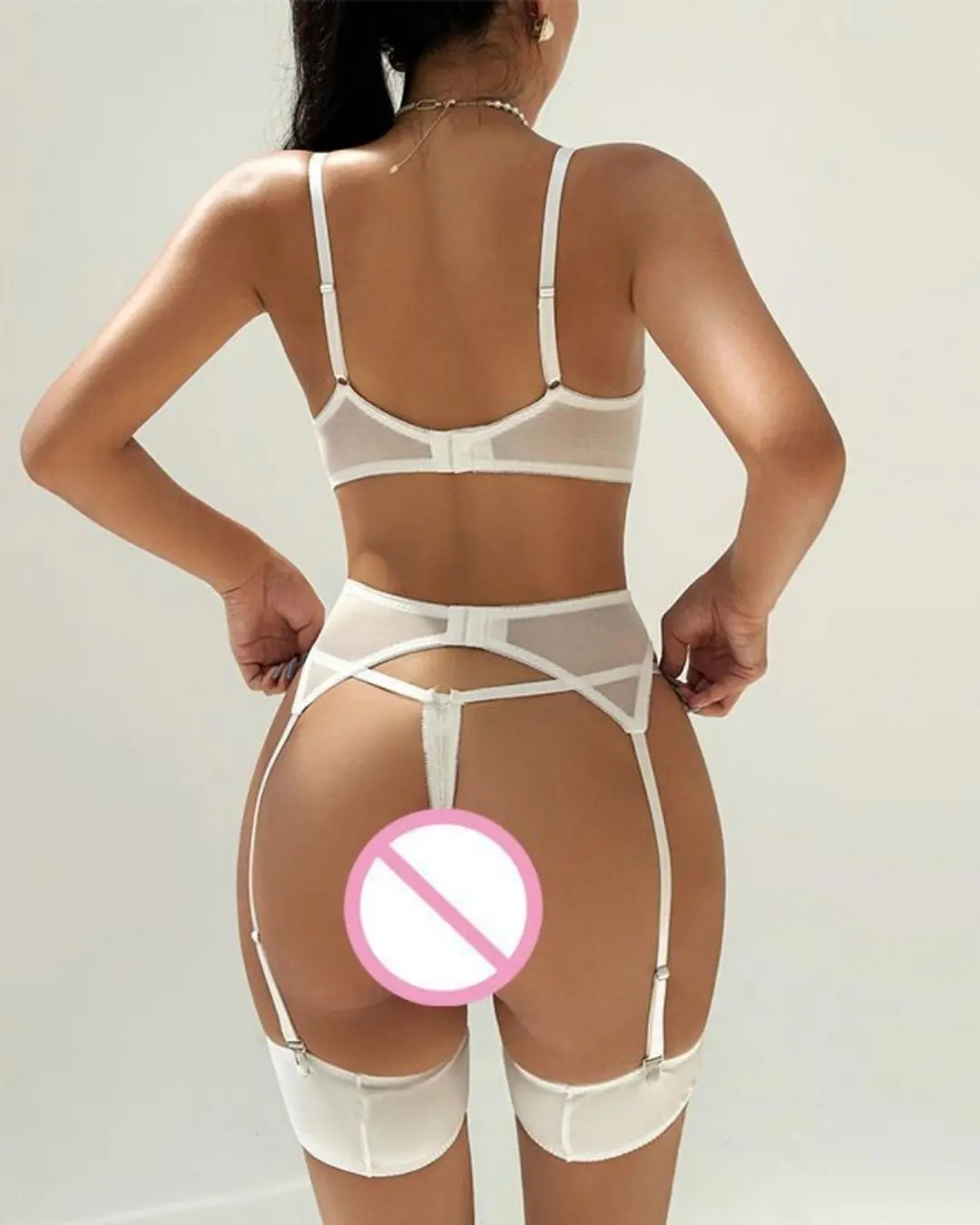 White Floral Embroidered See-through Set