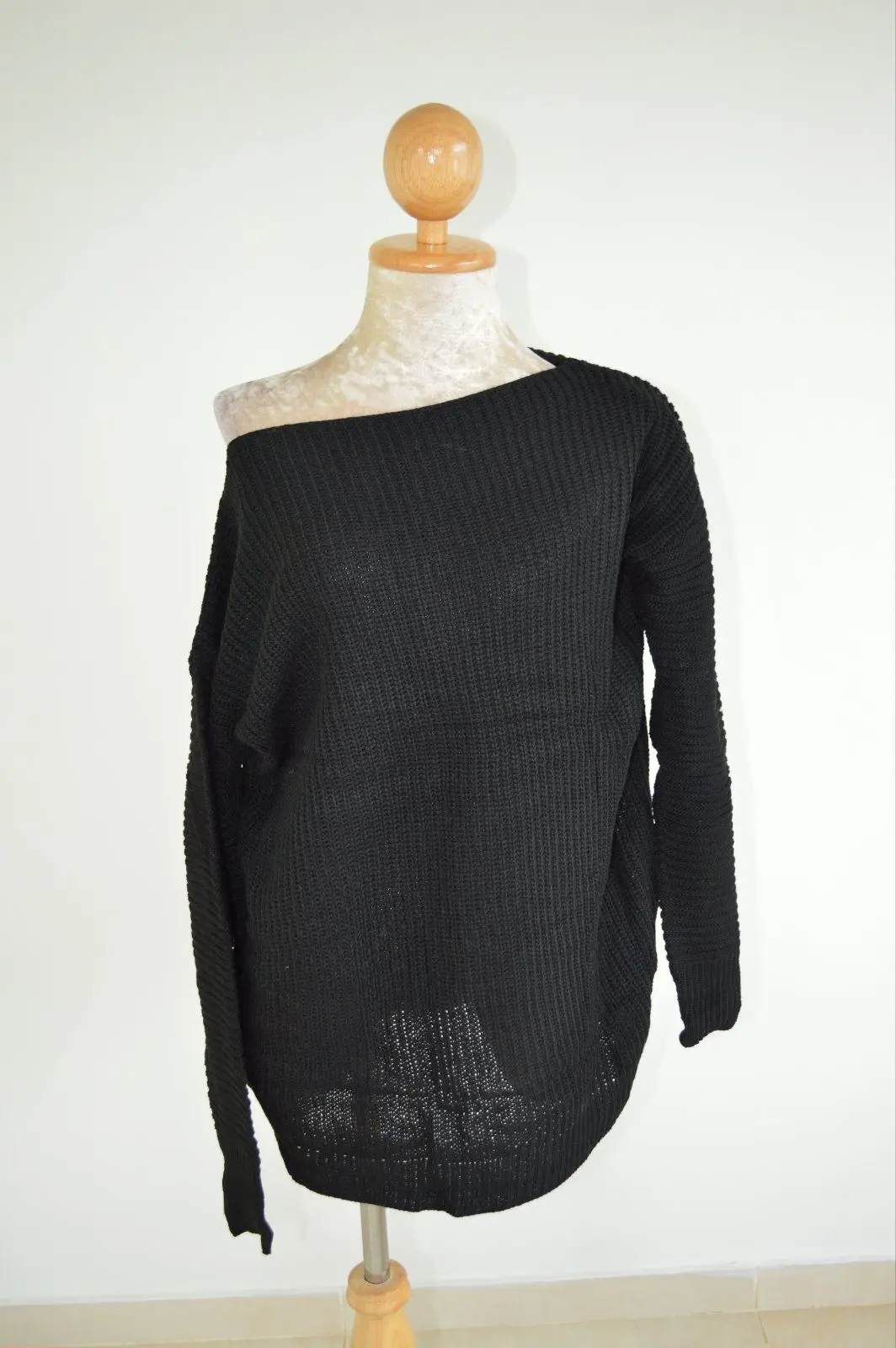 Off Shoulder Lantern Sleeves Long Sleeve Knitted Woolen Dress