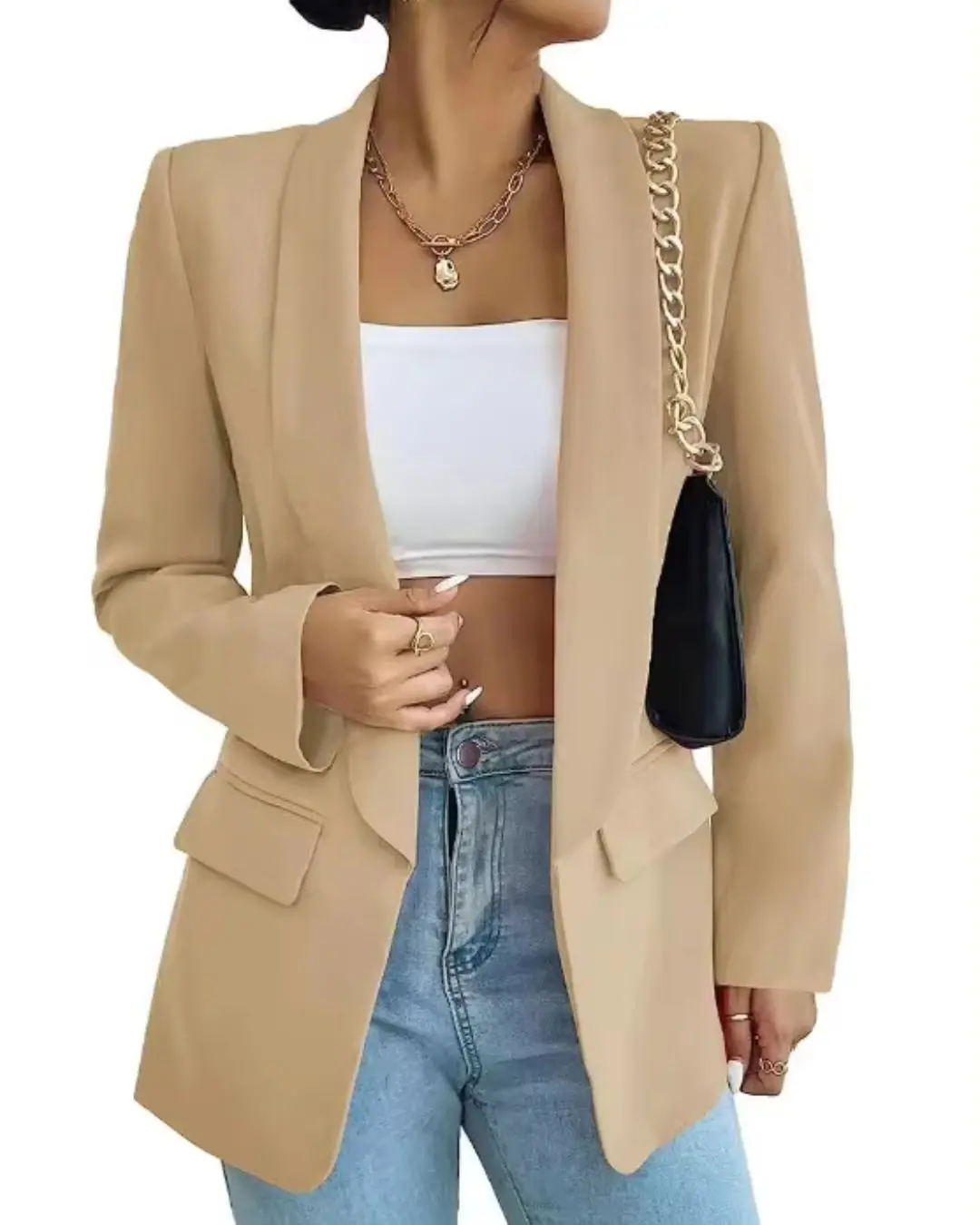 Solid Color Flip Collar Coat