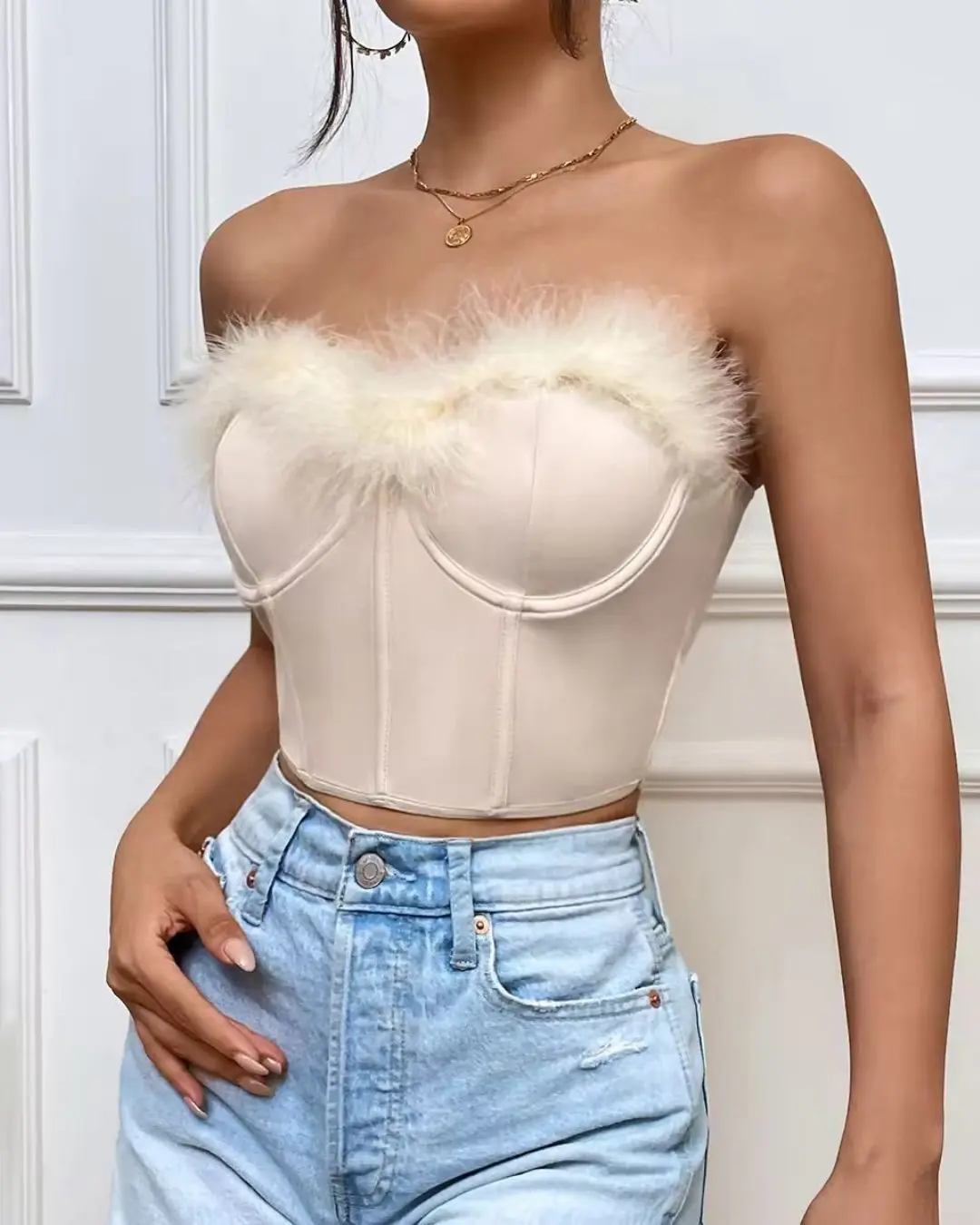 Feather Steel Ring Fish Bone Top