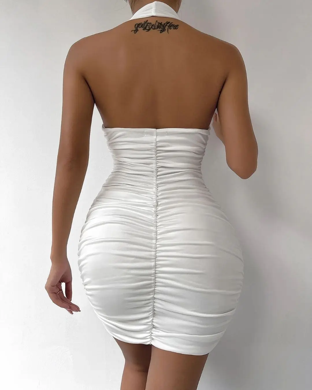 V-neck Hanging Neck Off Back Off Shoulder Dress