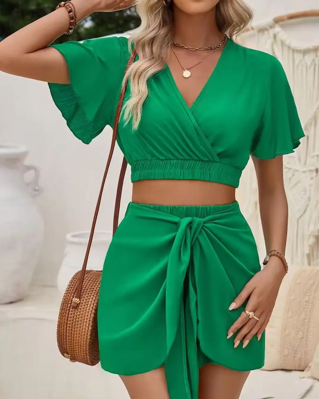 Casual Short Sleeved Shorts Set