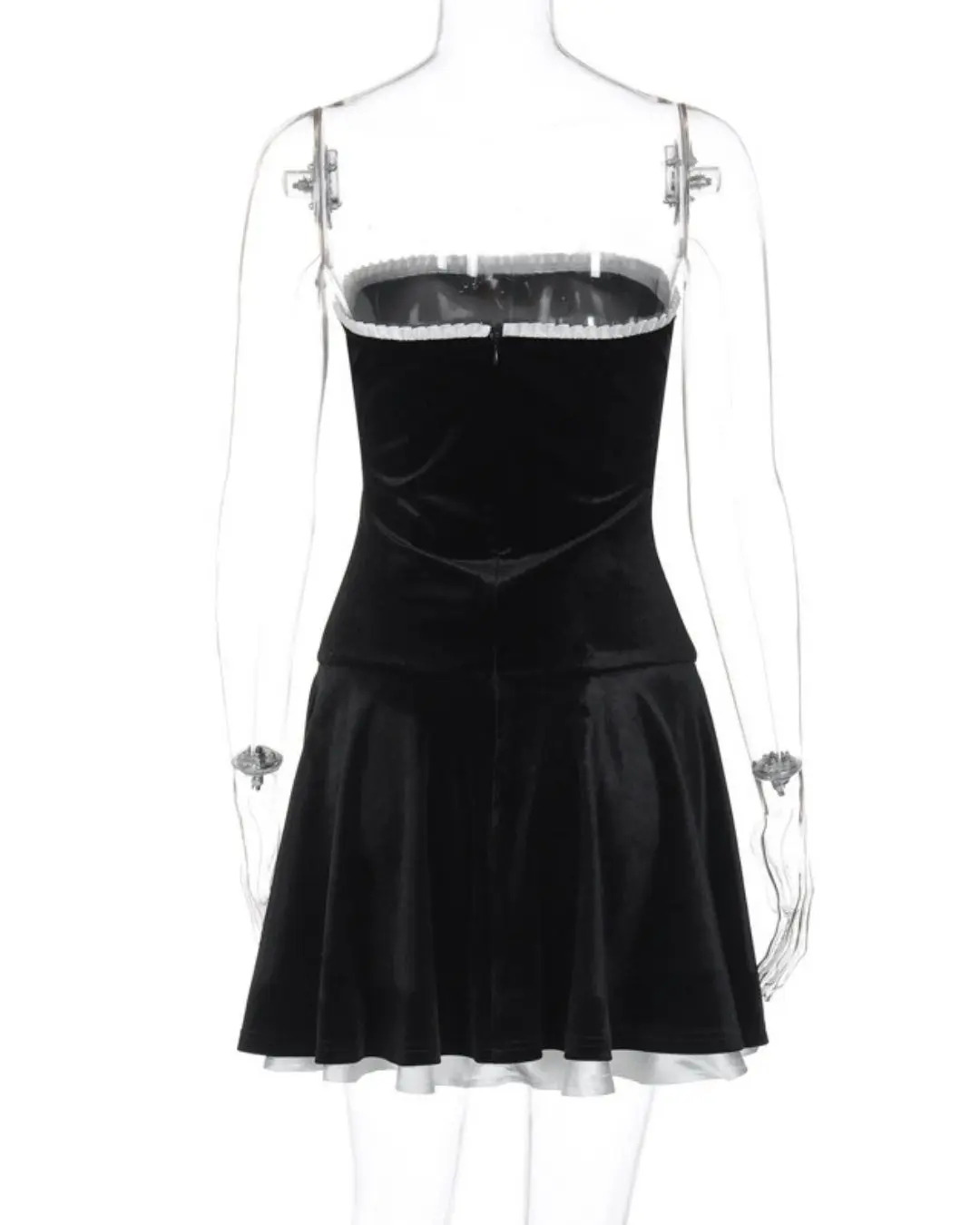 Black & White Sexy Velvet Dress