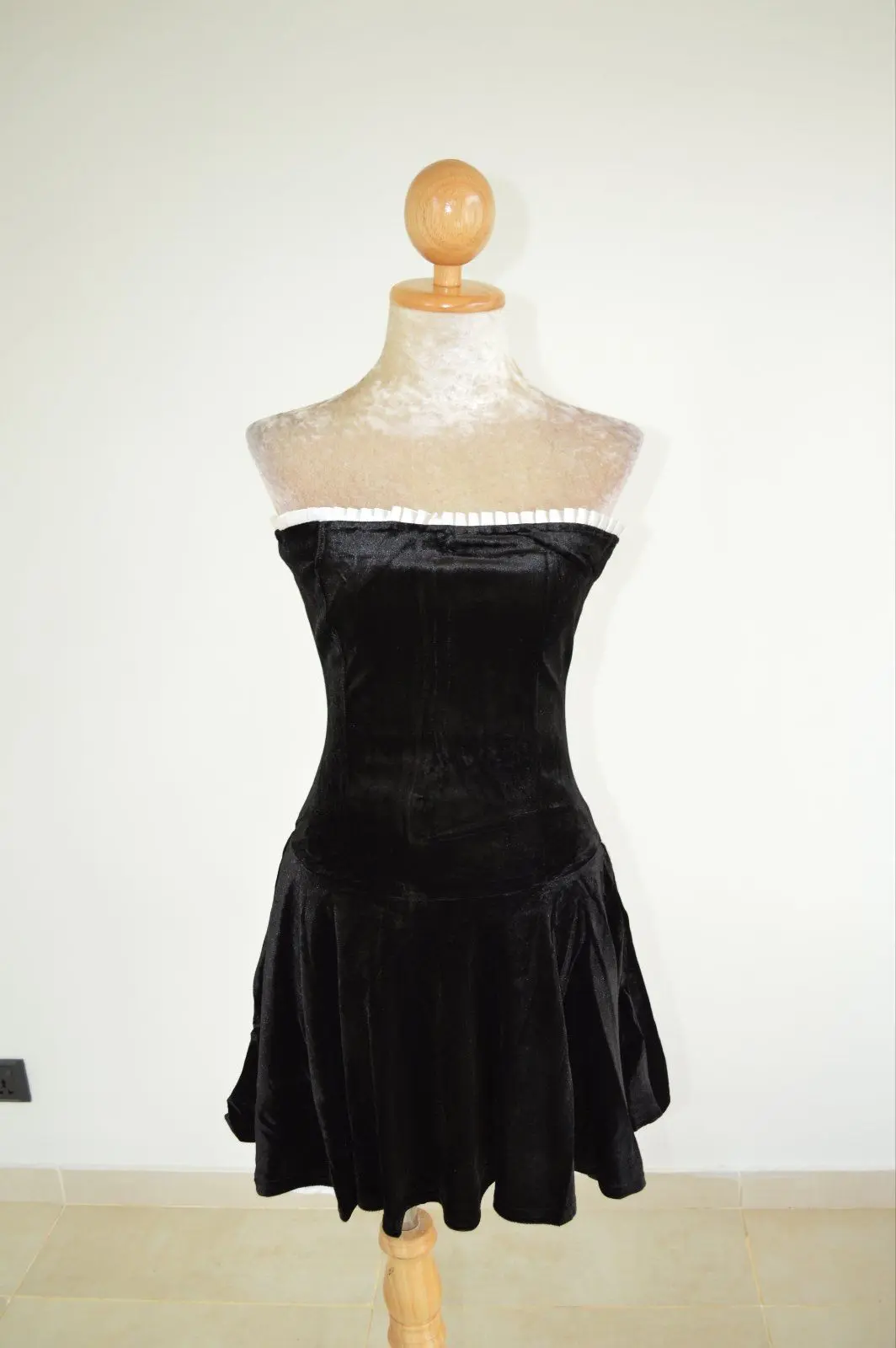 Black & White Sexy Velvet Dress
