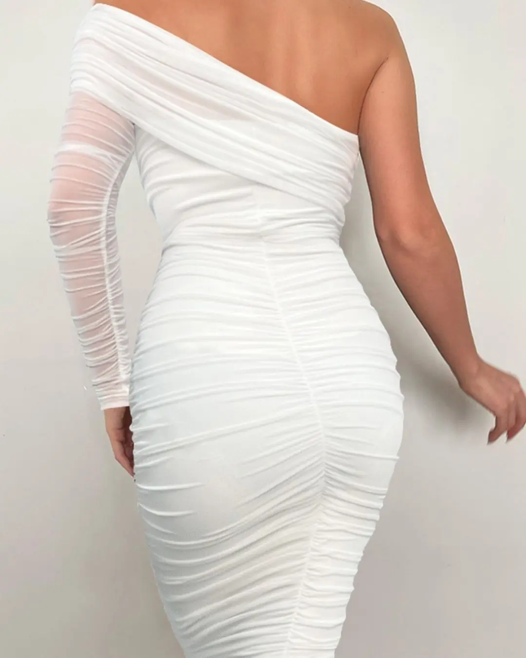 One Shoulder Mesh Dress
