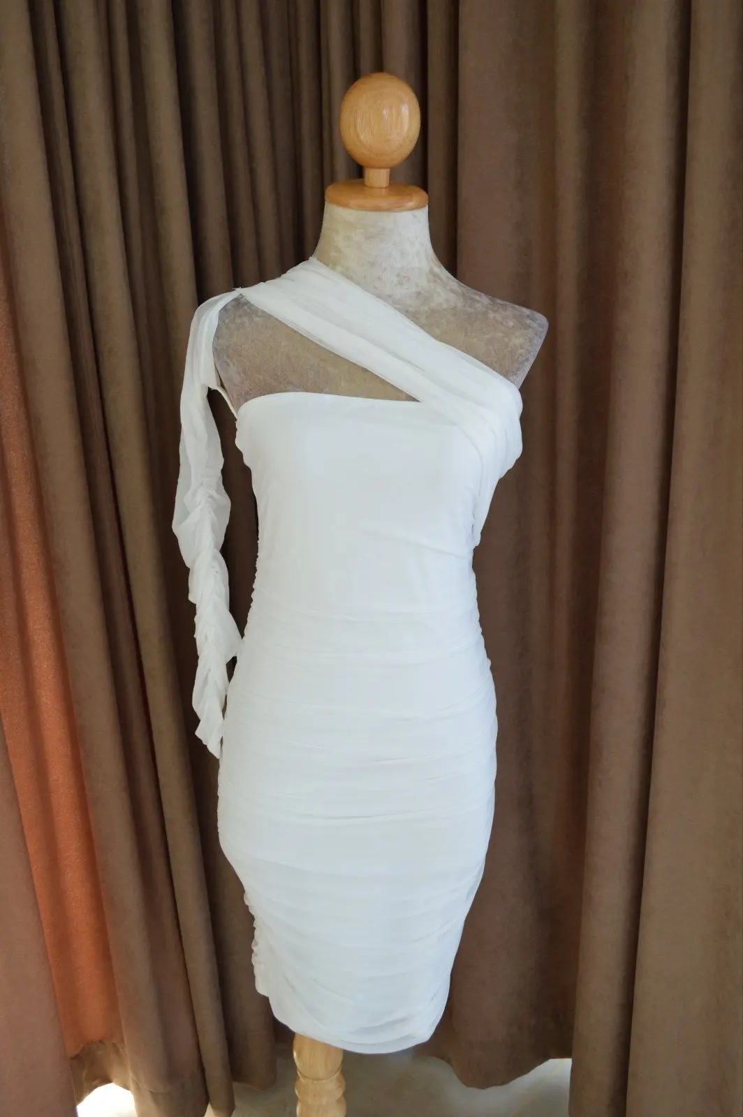One Shoulder Mesh Dress