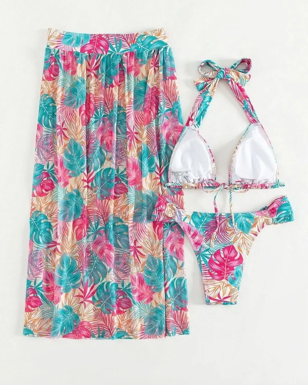 3Pieces Swimwear Split Sides Beachwear Skirt Cover Ups