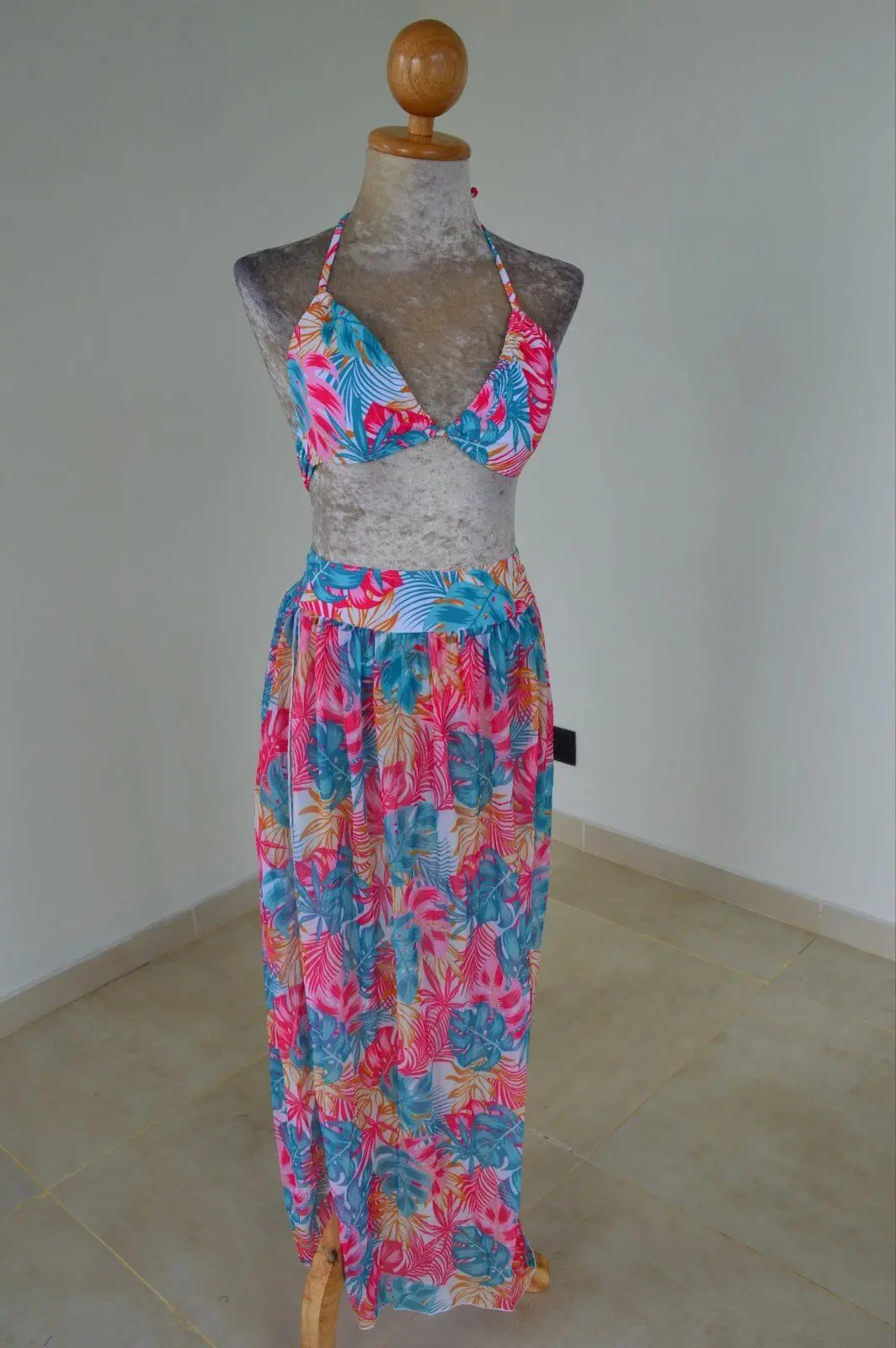 3Pieces Swimwear Split Sides Beachwear Skirt Cover Ups