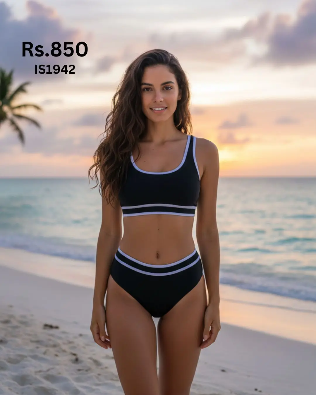 White & Black Bikini Set