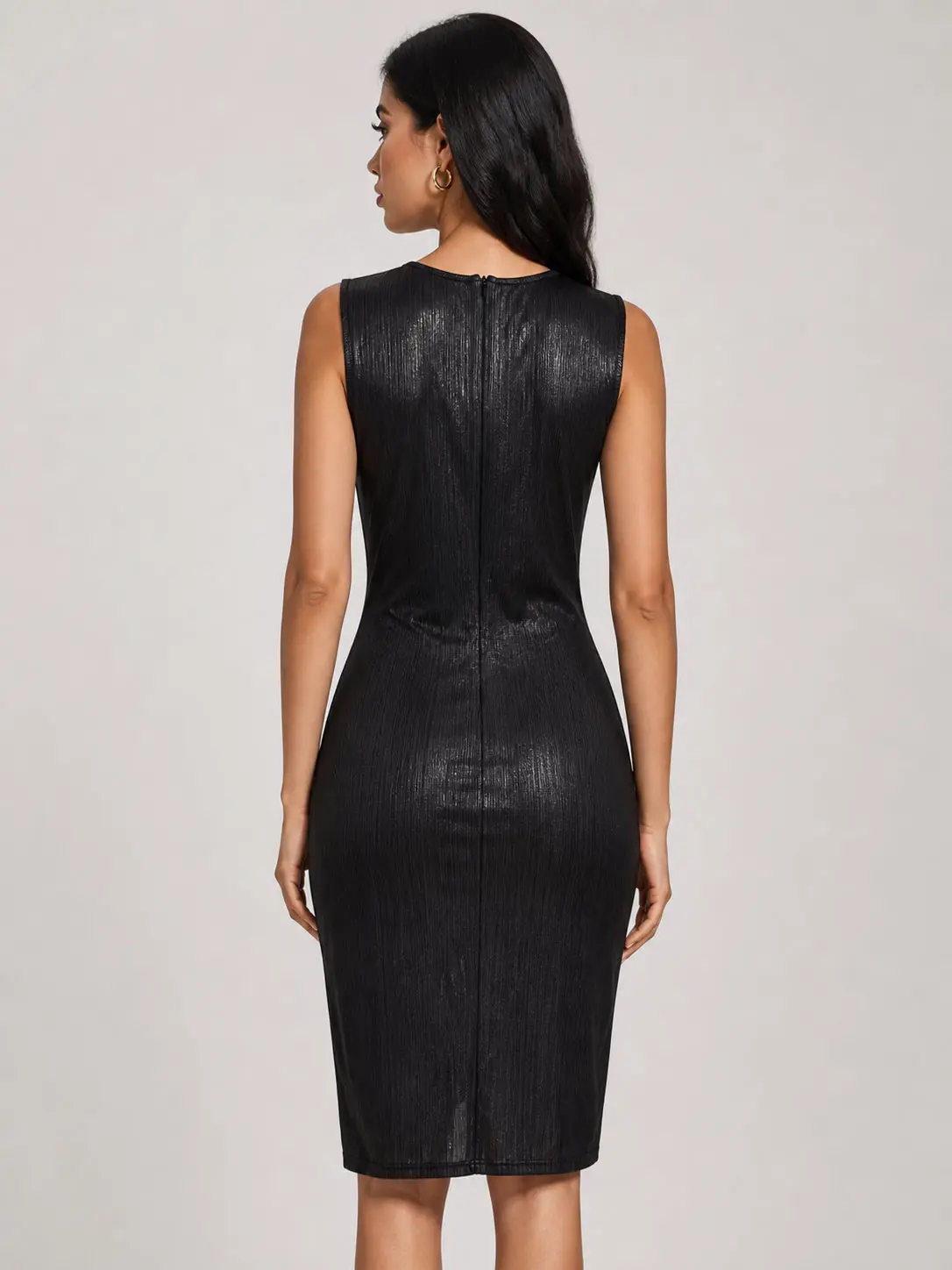 V-Neck Ruched Bodycon Mini Dress