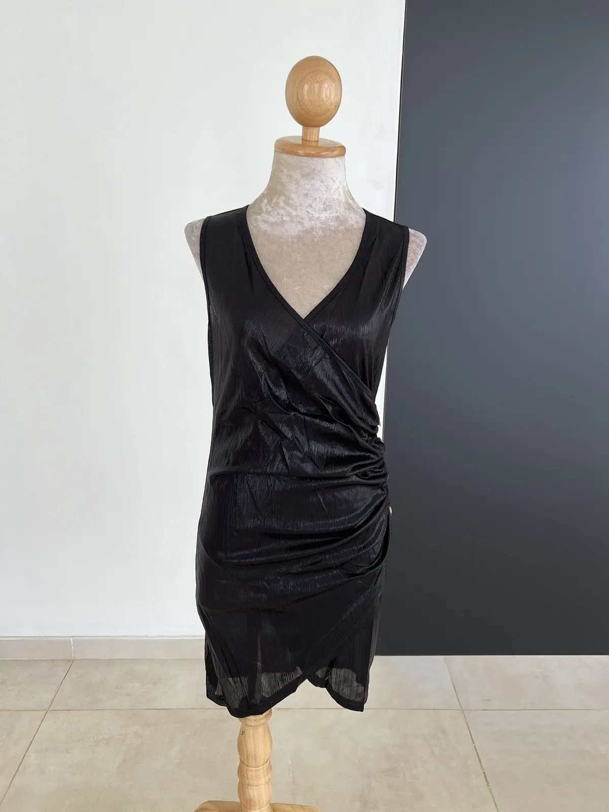 V-Neck Ruched Bodycon Mini Dress