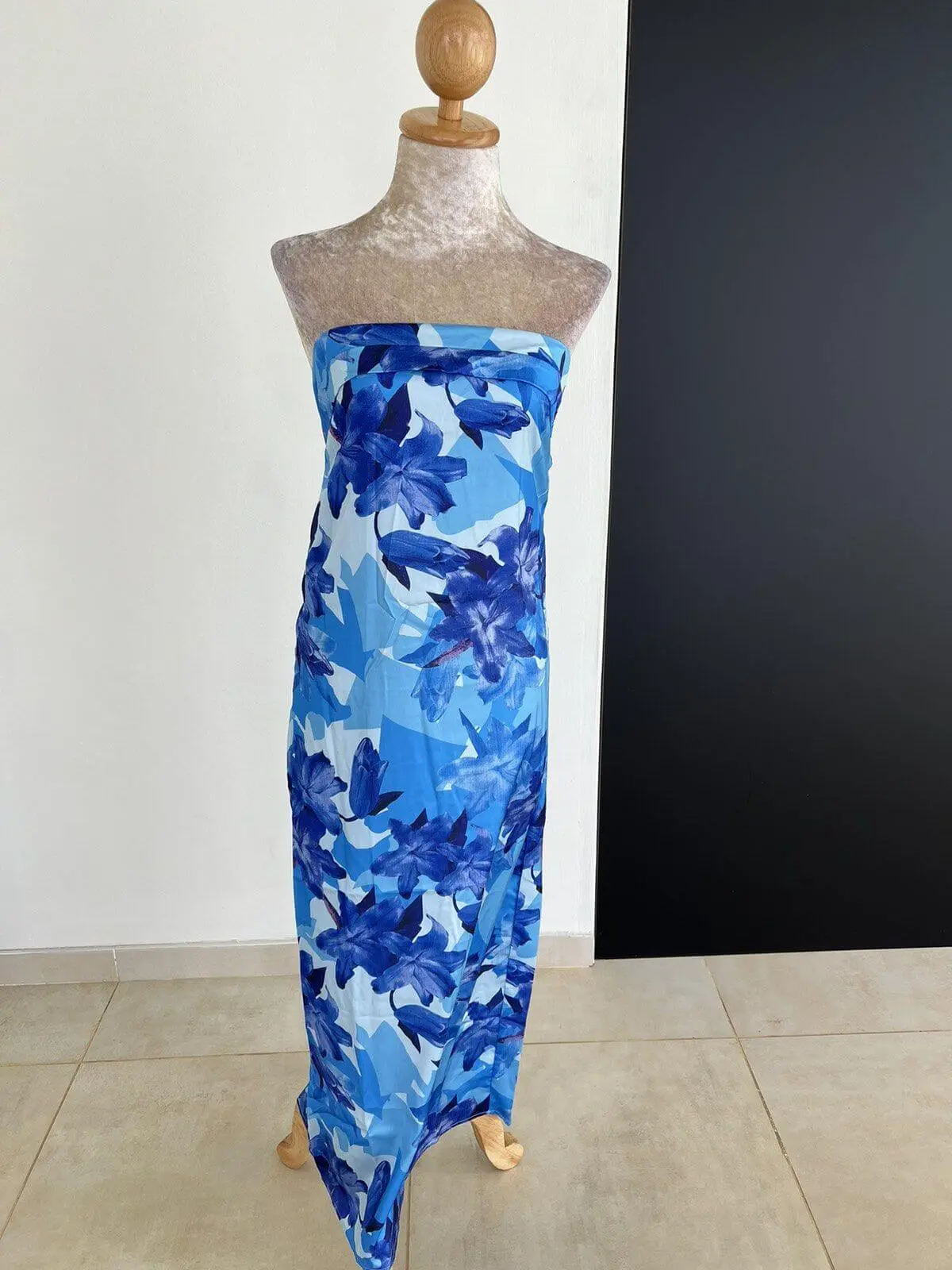 Floral Strapless Satin Midi Dress