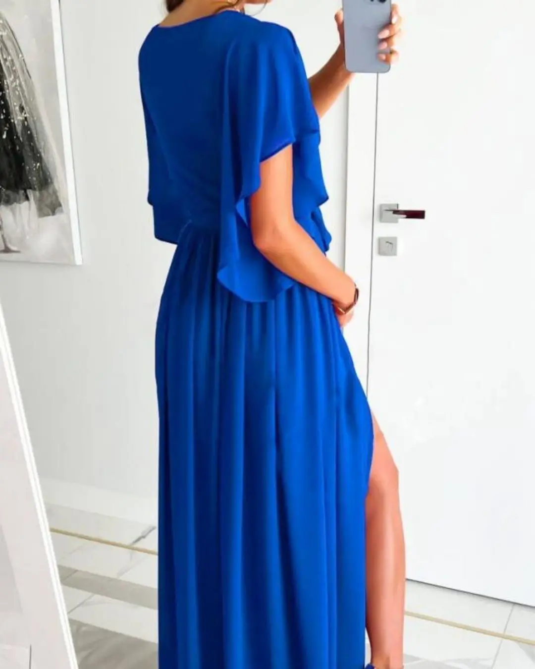 Flutter Sleeve Wrap Maxi Dress