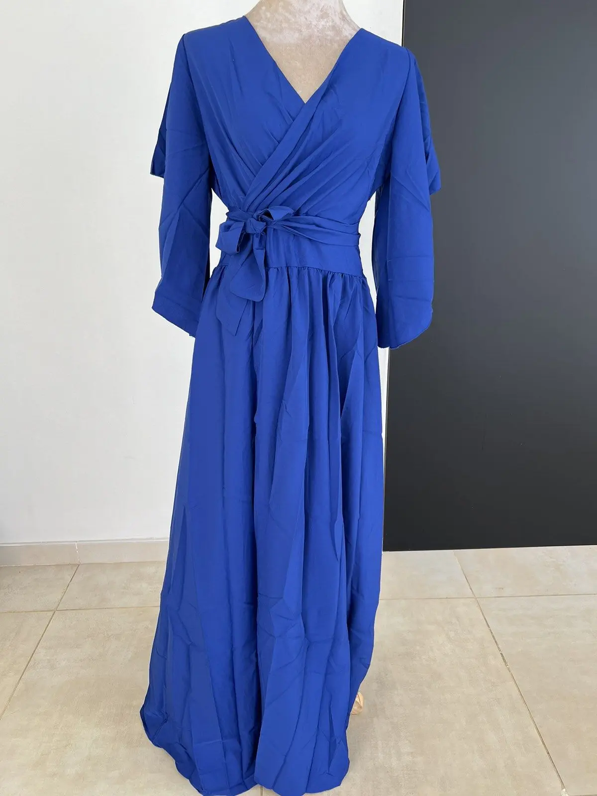 Flutter Sleeve Wrap Maxi Dress