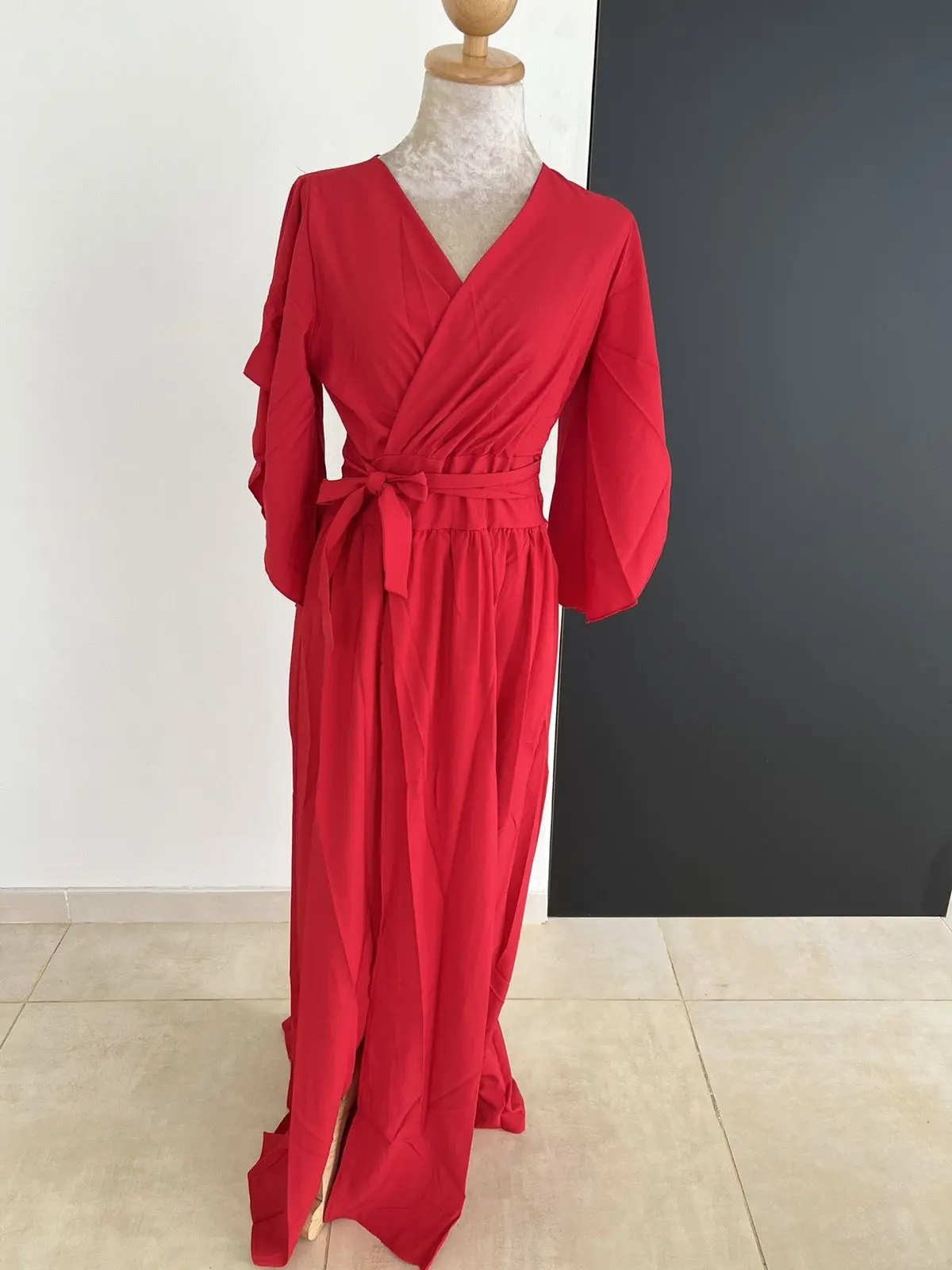 Flutter Sleeve Wrap Maxi Dress
