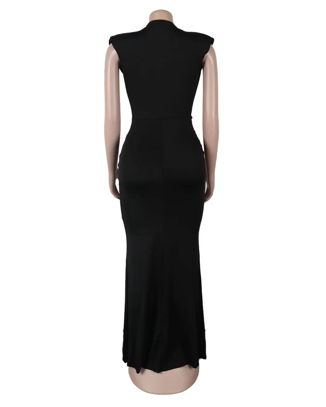 Deep V-Neck Draped Evening Gown
