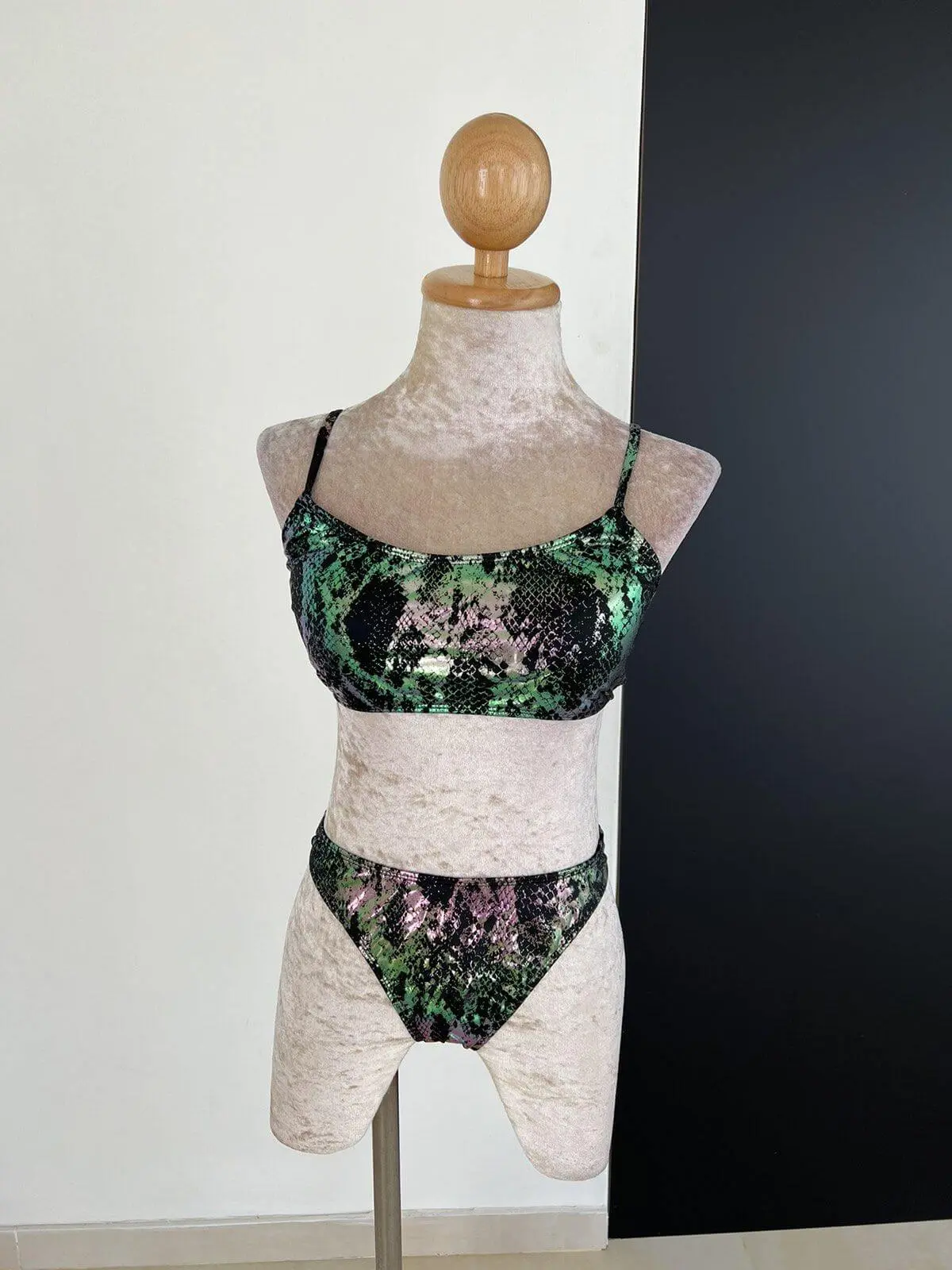 Snakeskin High-Waist Bikini with Top