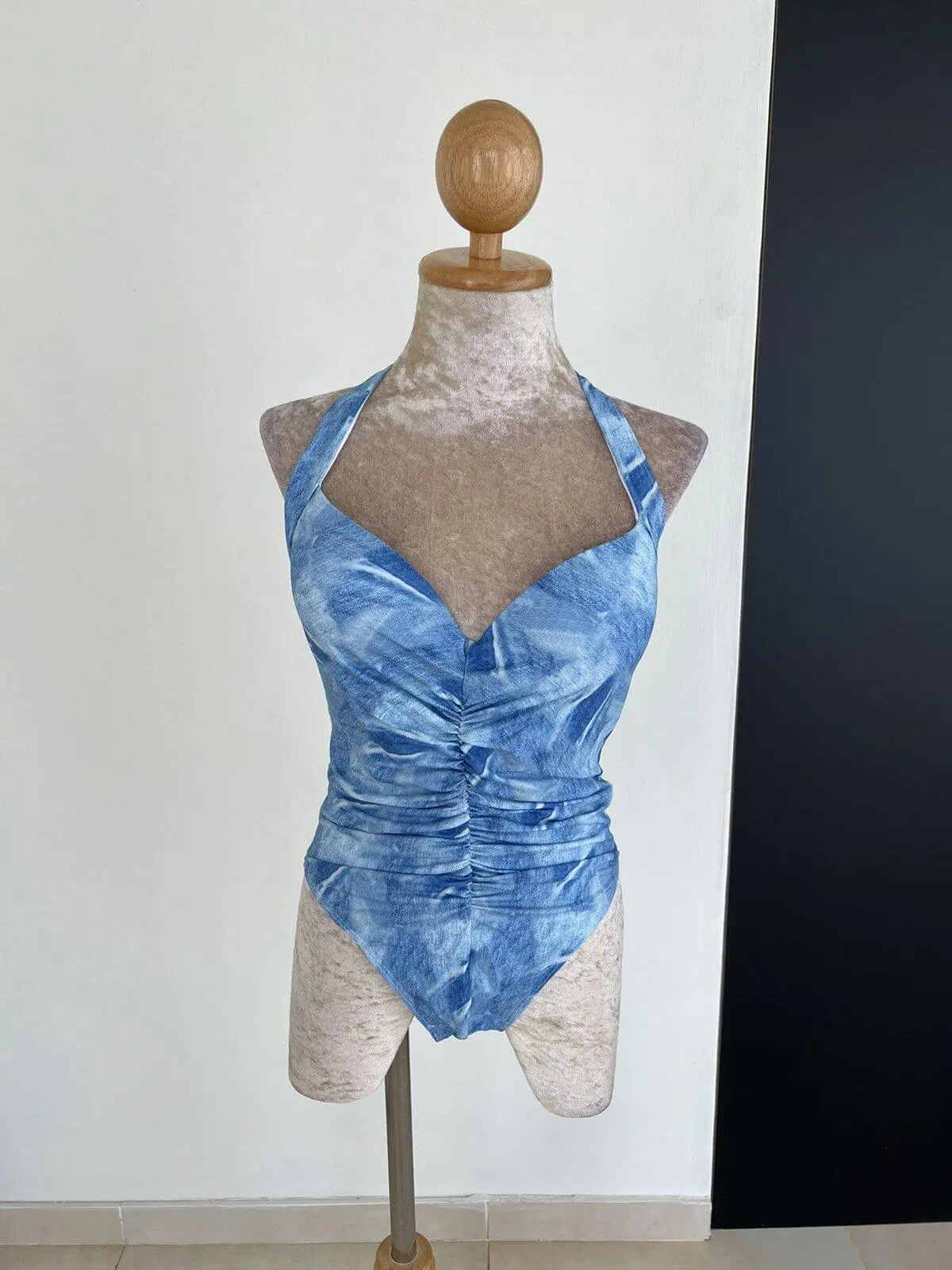 Ruched Halter One-Piece Swimsuit