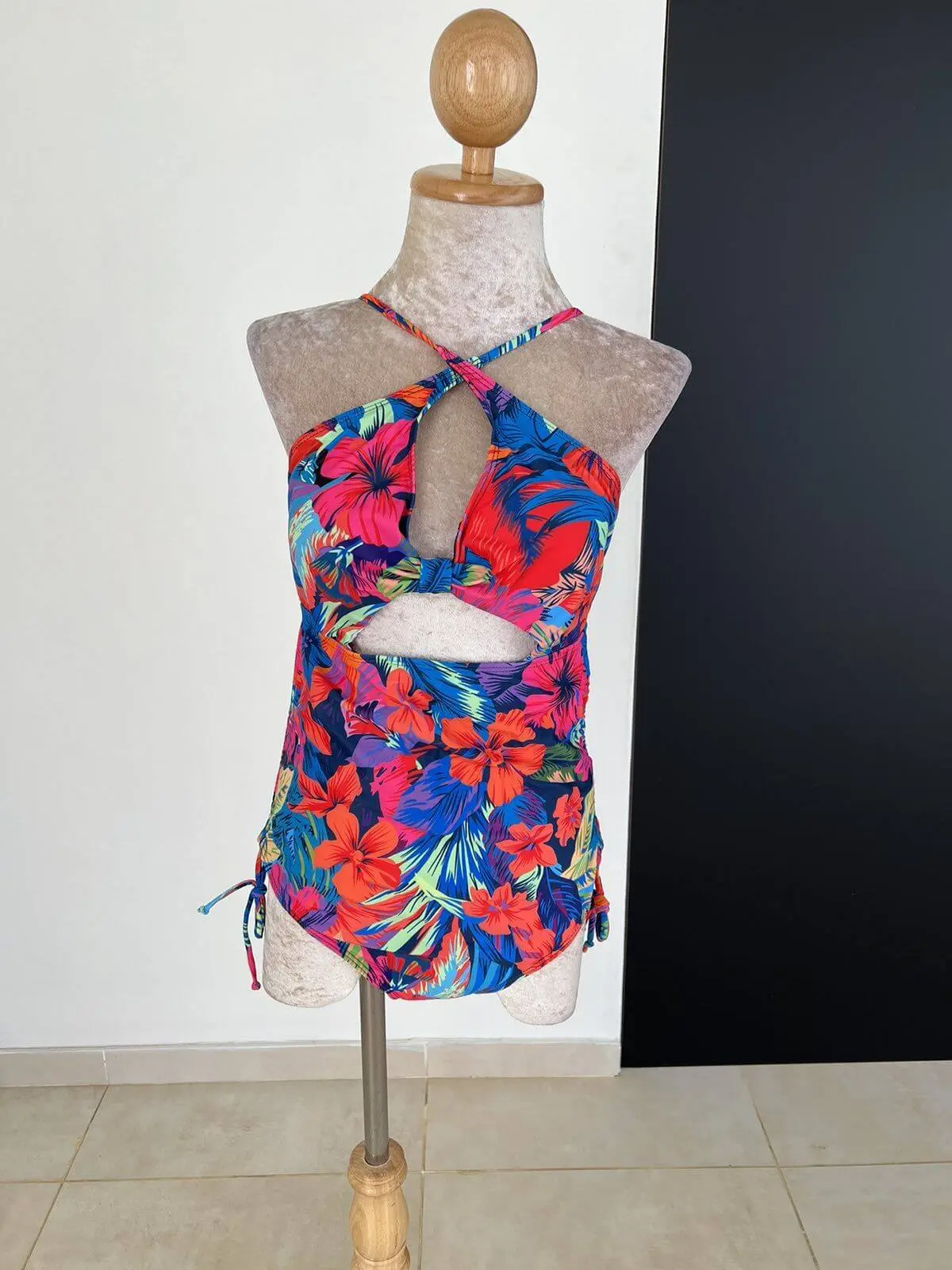 Tropical Floral Plus Size One-Piece Ruched Swimsuit