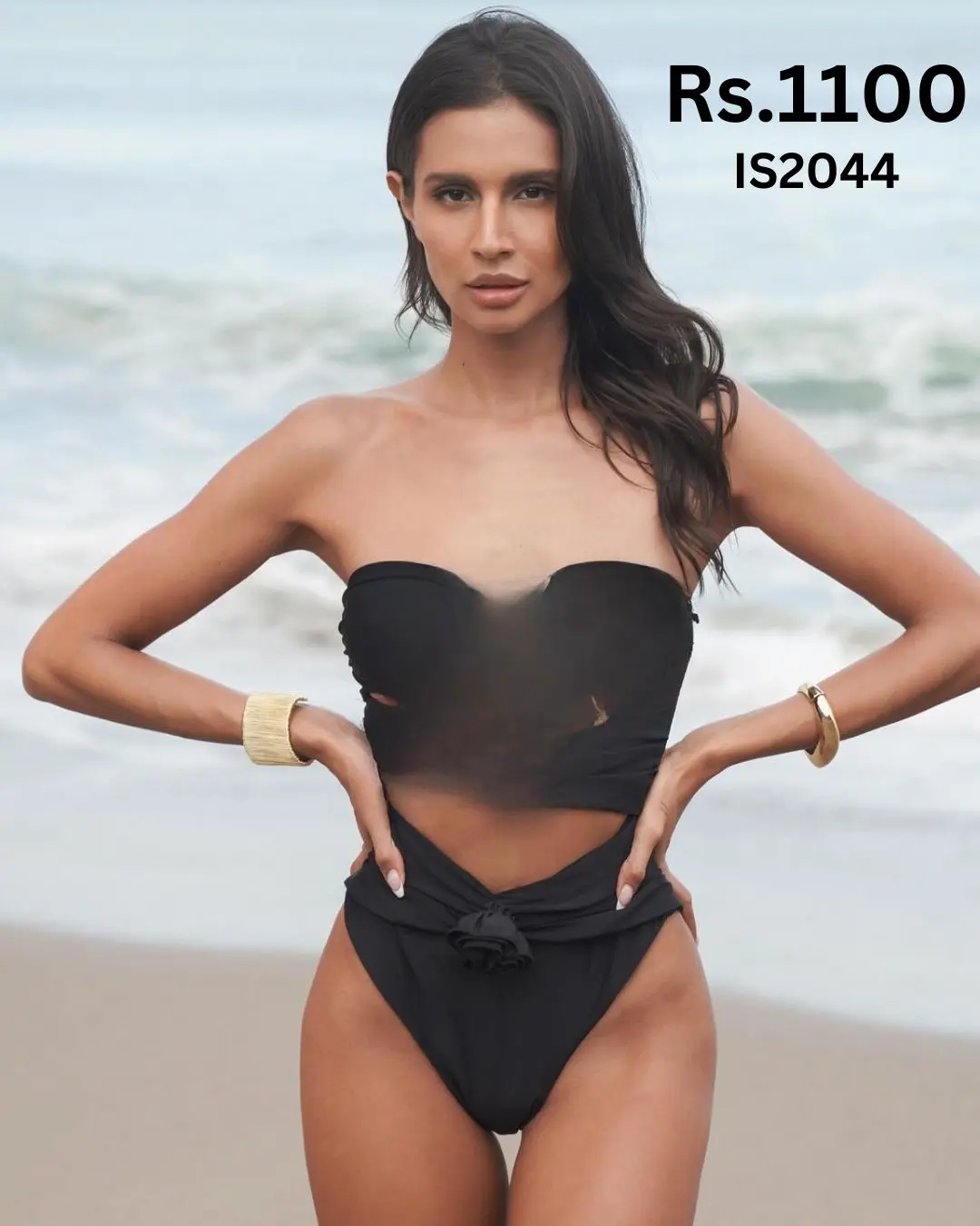 Black Cut Open One Piece Swiming Suit
