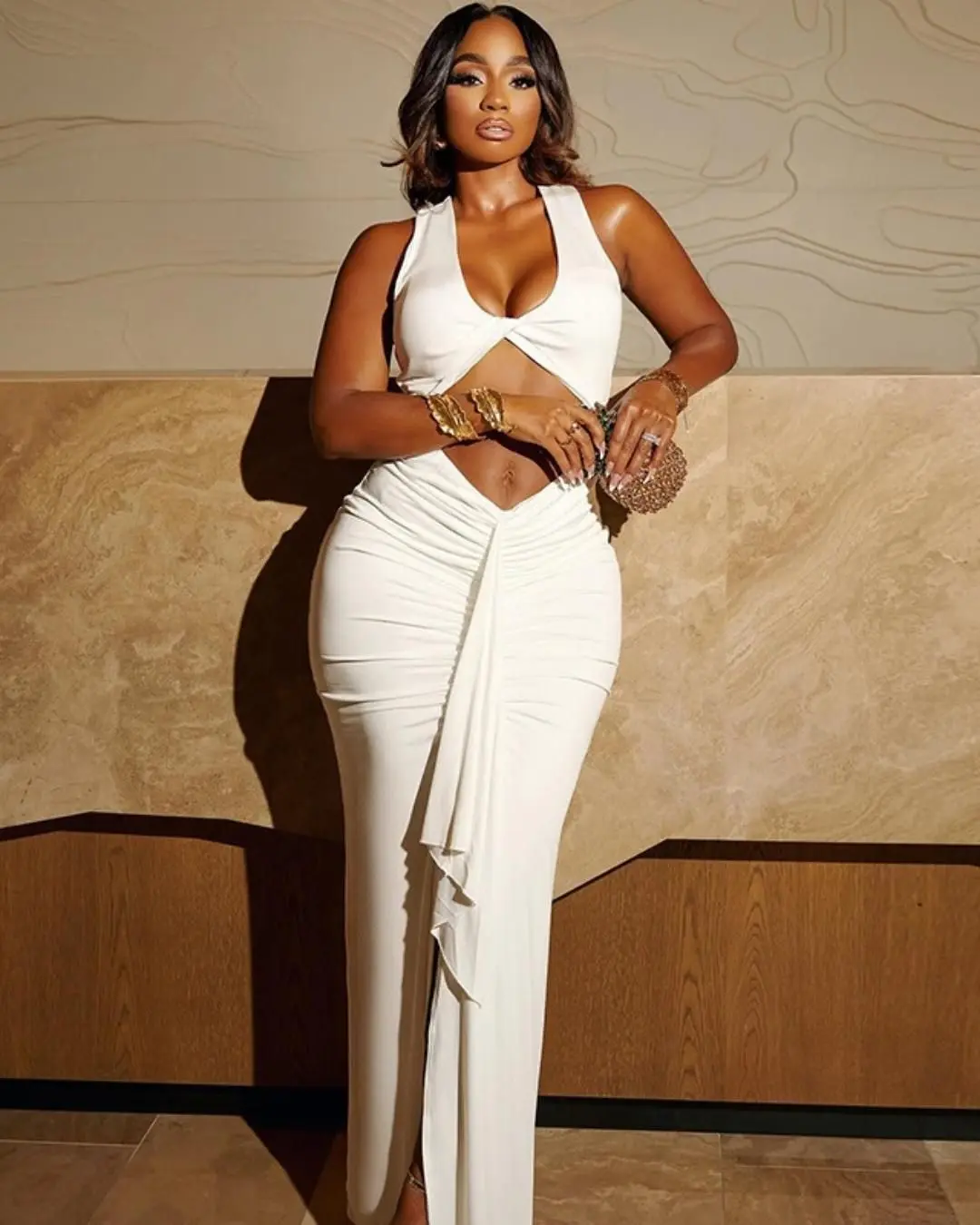 Cut-out White Dress