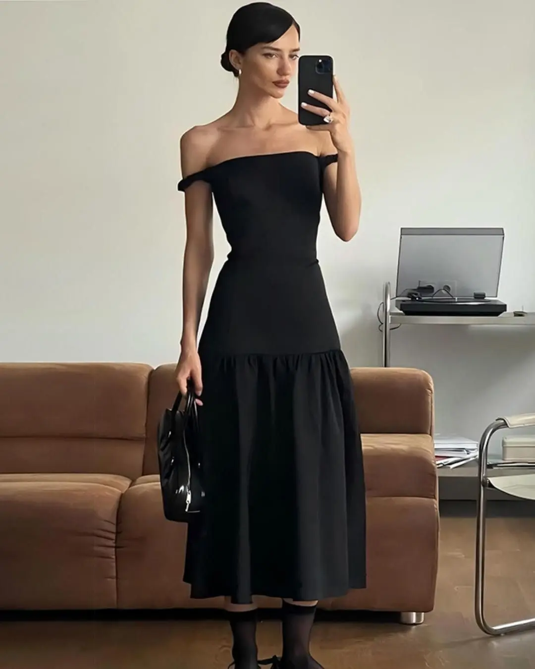 Off Shoulder Black Dress