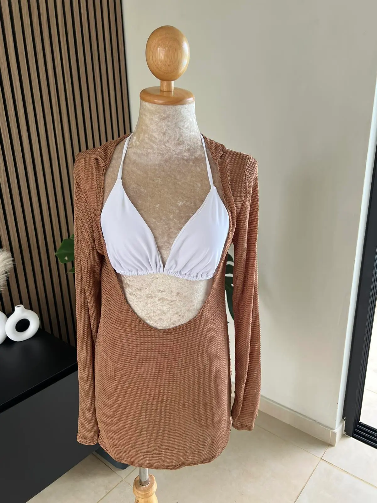 Mesh Cutout Beach Cover-Up & Bikini