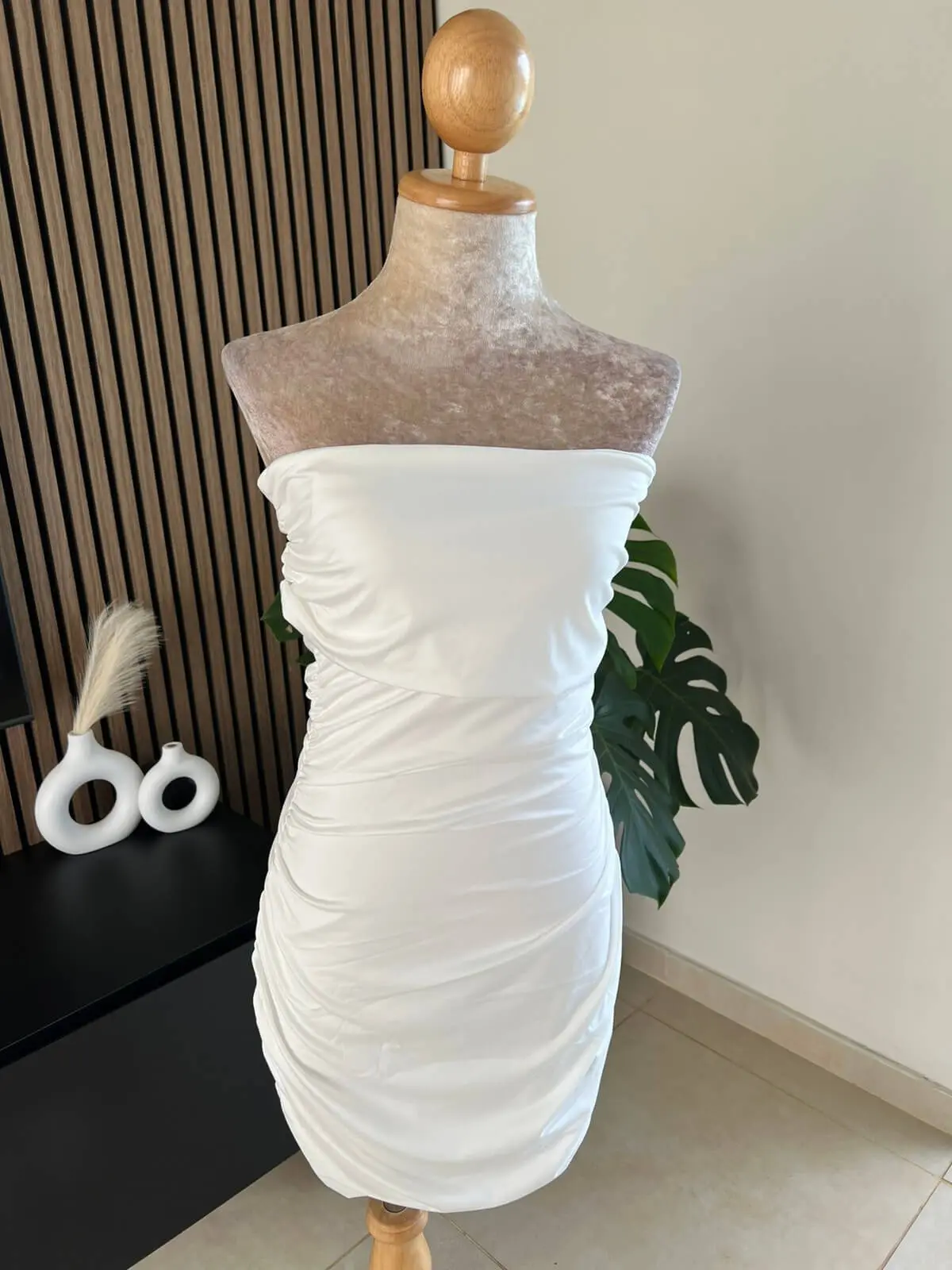 Off-Shoulder Ruched Mini Dress