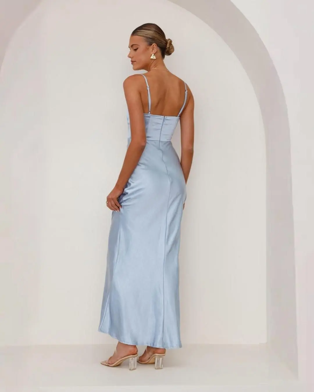 Satin Elegance High-Slit Gown