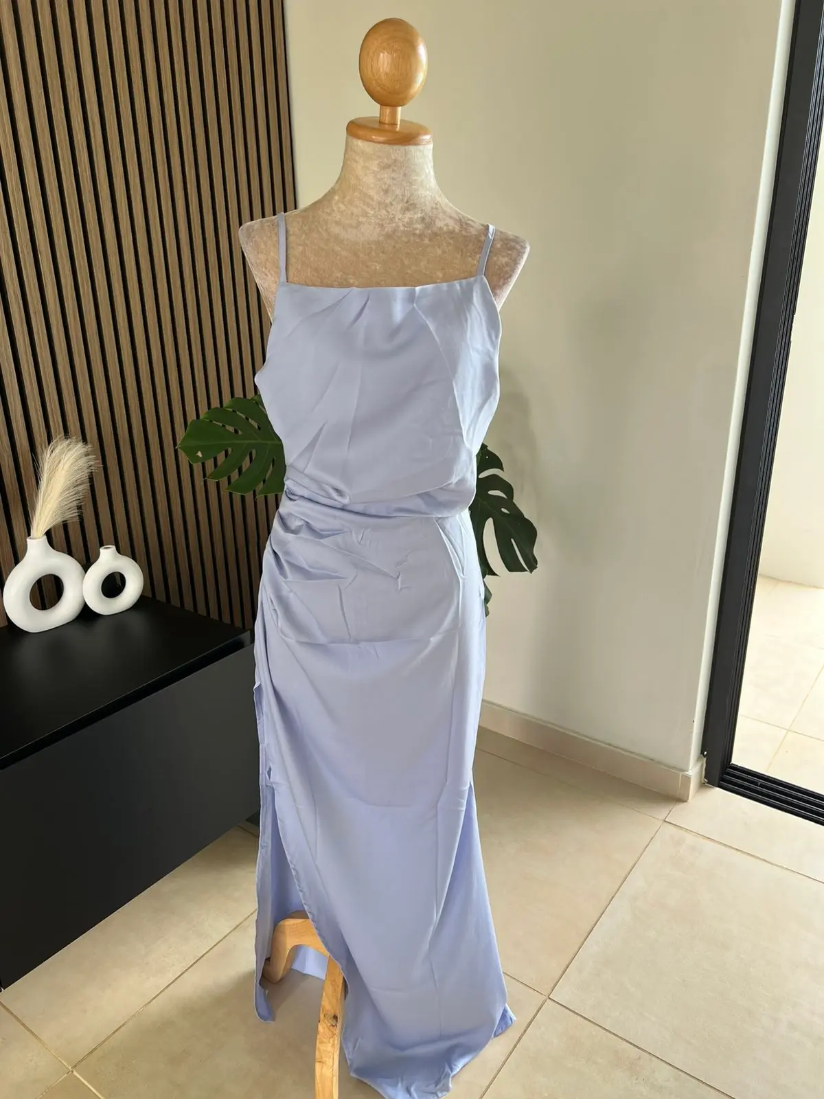Satin Elegance High-Slit Gown