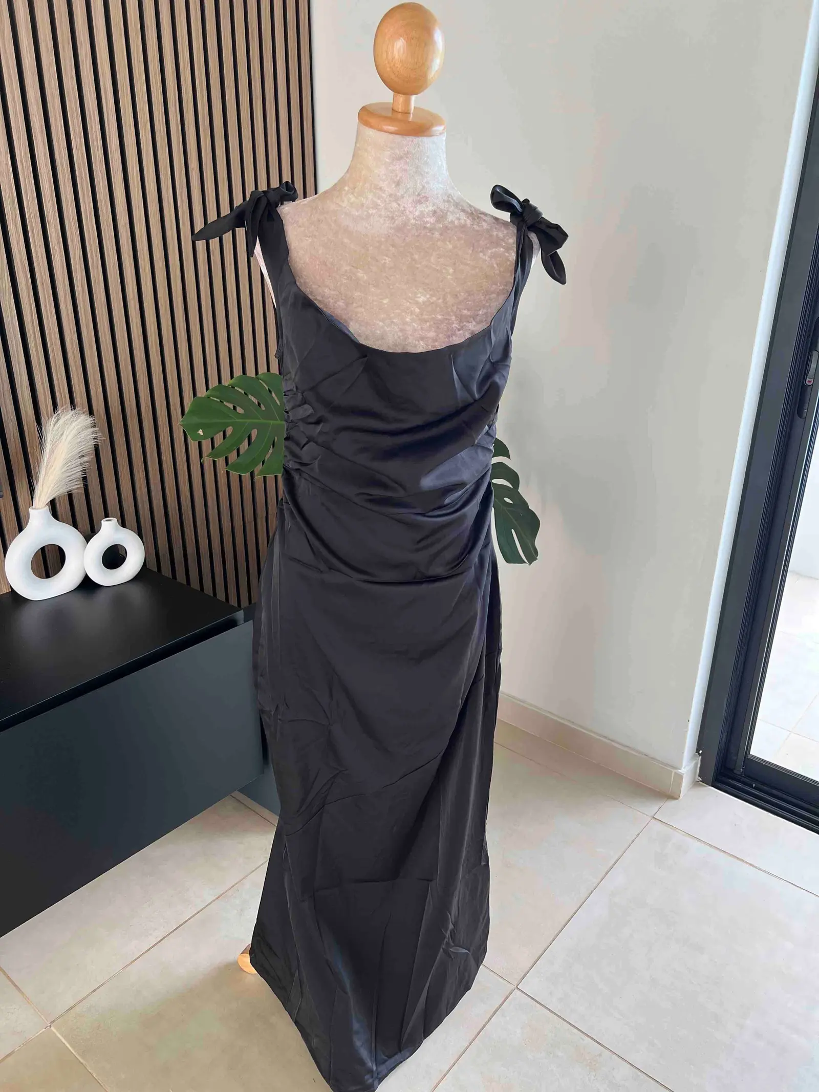 Midnight Elegance Satin Gown