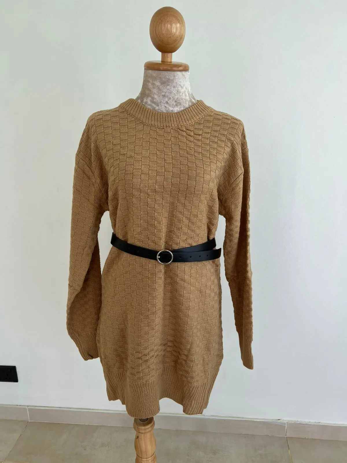 Chic Knit Belted Sweater Dress
