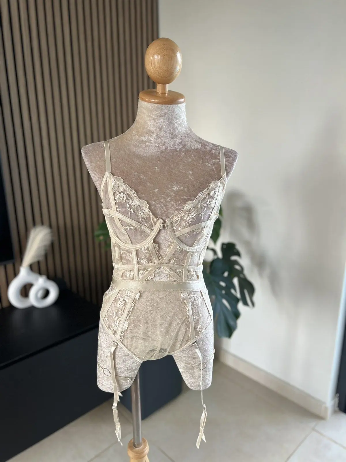 Nude Bodysuit with Leg Ring